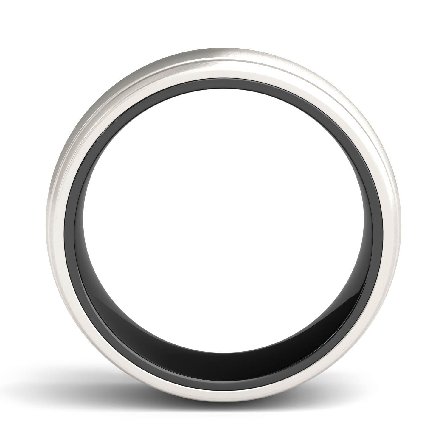Dome Center with Step Edges 8.0mm Men's Wedding Band in Two-Tone Titanium