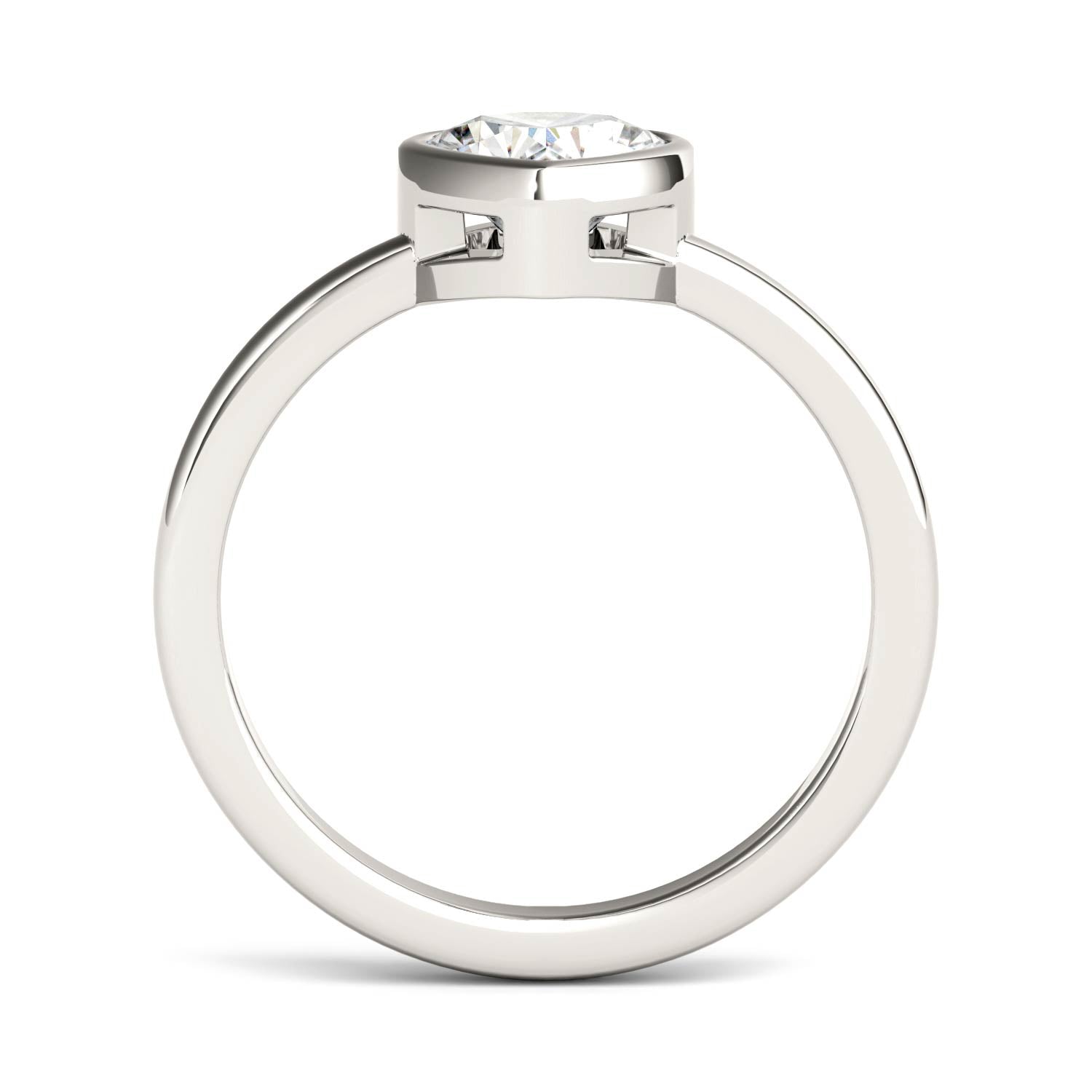 1.00 CTW DEW Heart Moissanite Bezel Solitaire Engagement Ring in 14K White Gold