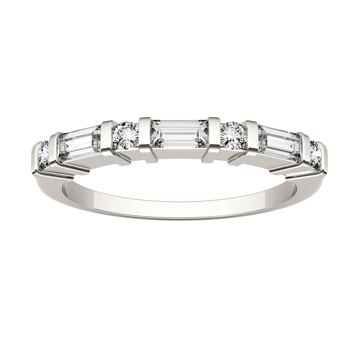 0.47 CTW DEW Alternating Straight Baguette Moissanite Band in 14K White Gold