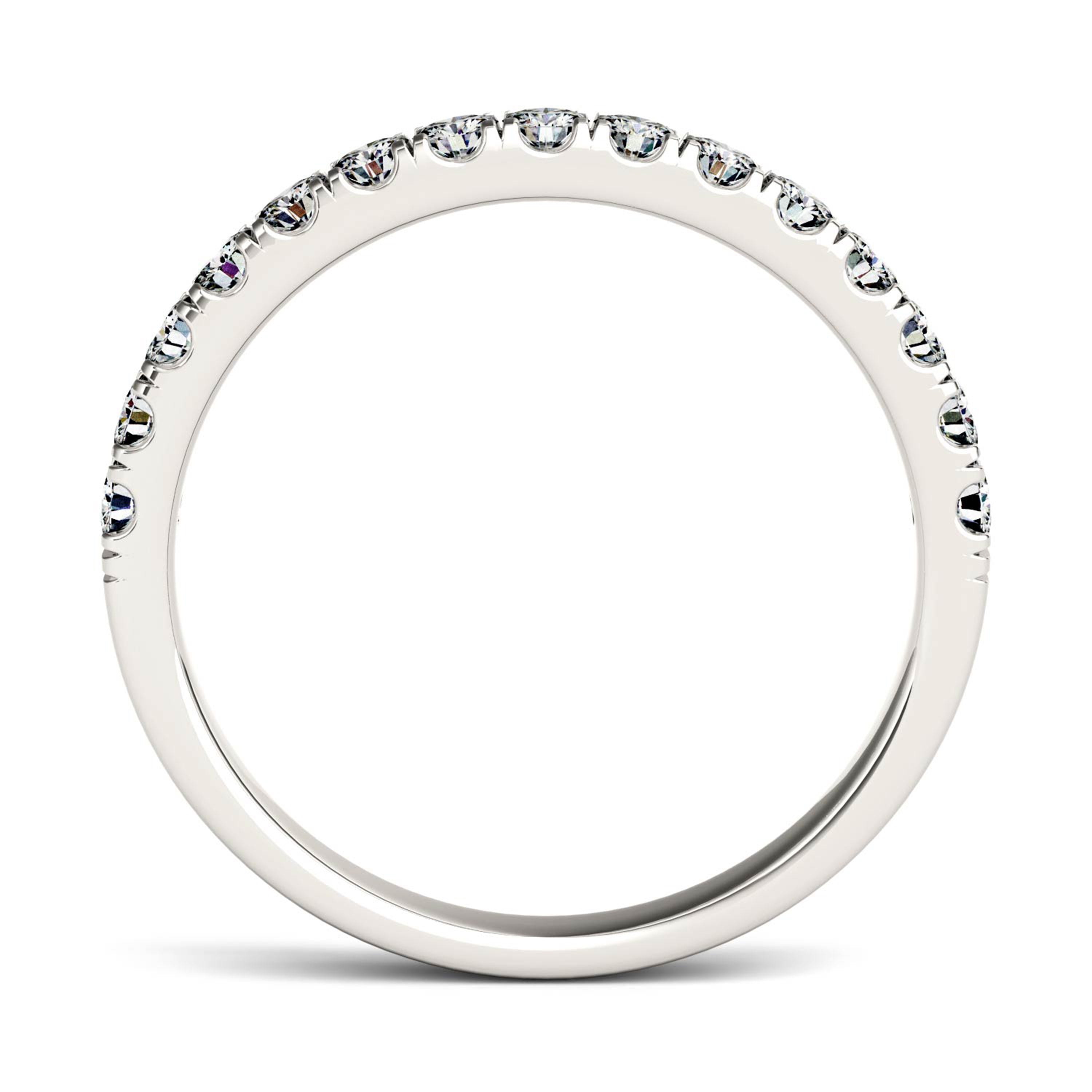 0.38 CTW DEW Round Moissanite Shared Prong Wedding Band in Platinum