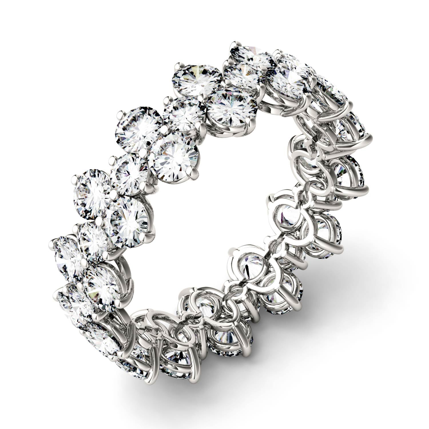 3.64 CTW DEW Round Moissanite Eternity Band in 14K White Gold