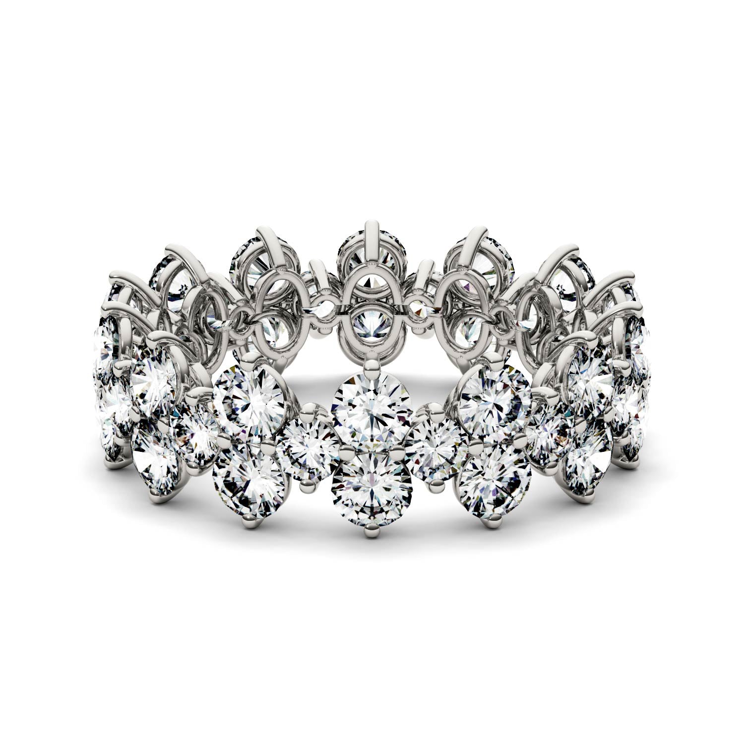 3.64 CTW DEW Round Moissanite Eternity Band in 14K White Gold