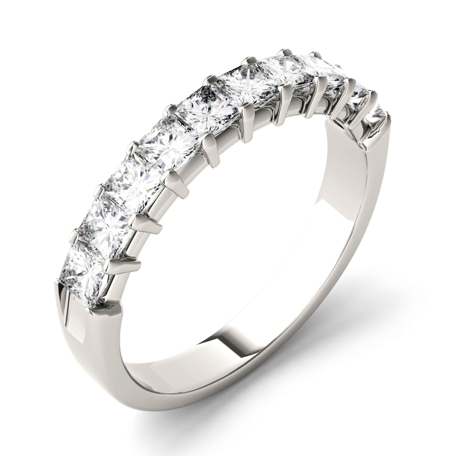 1.80 CTW DEW Princess Moissanite Shared Prong Anniversary Band in 14K White Gold