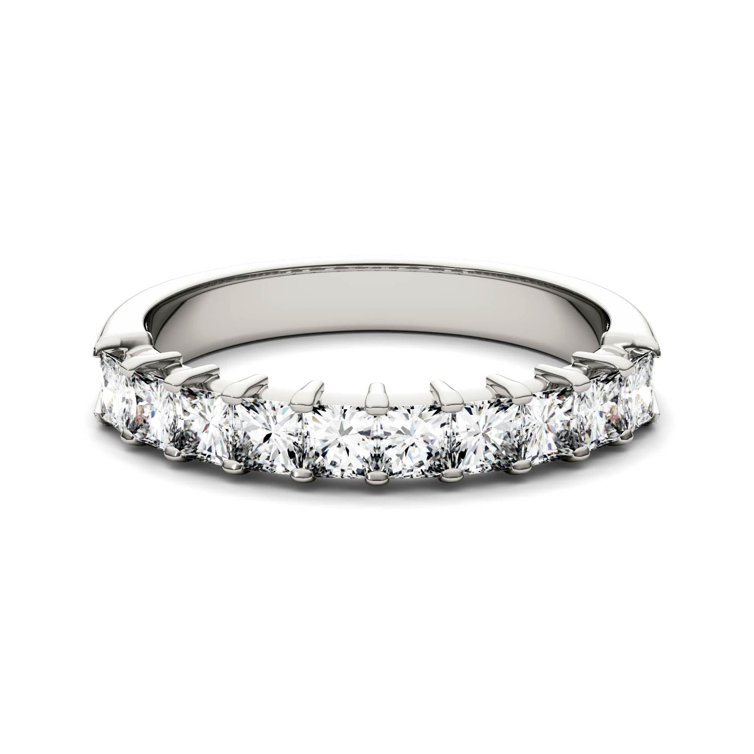 1.80 CTW DEW Princess Moissanite Shared Prong Anniversary Band in 14K White Gold
