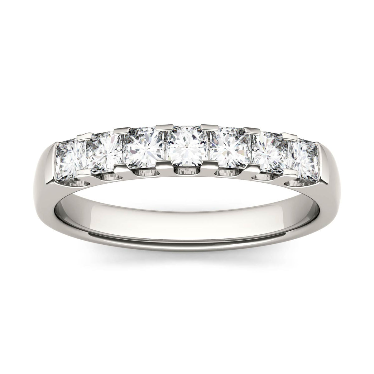 1.26 CTW DEW Princess Moissanite Shared Prong Anniversary Band in 14K White Gold