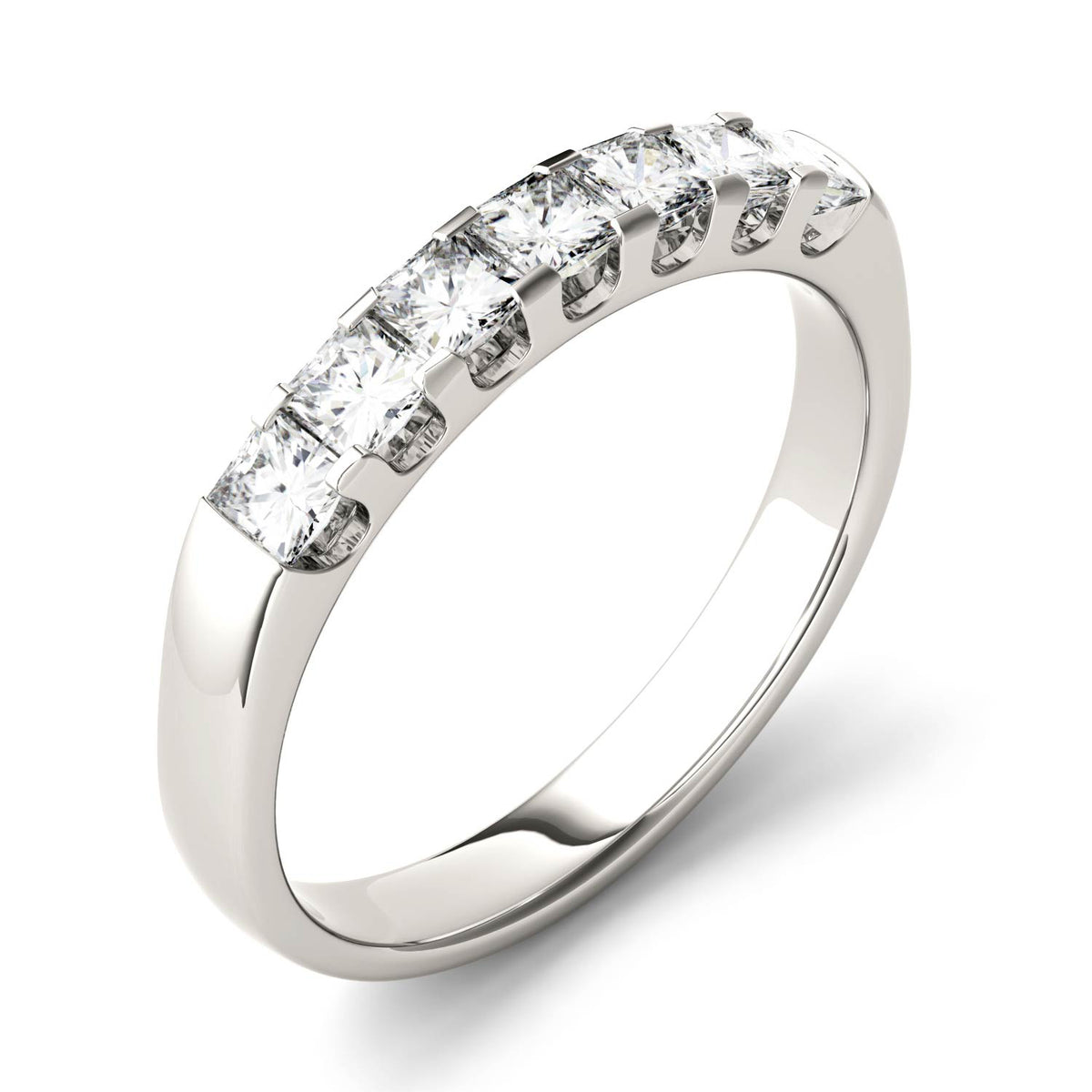 1.26 CTW DEW Princess Moissanite Shared Prong Anniversary Band in 14K White Gold