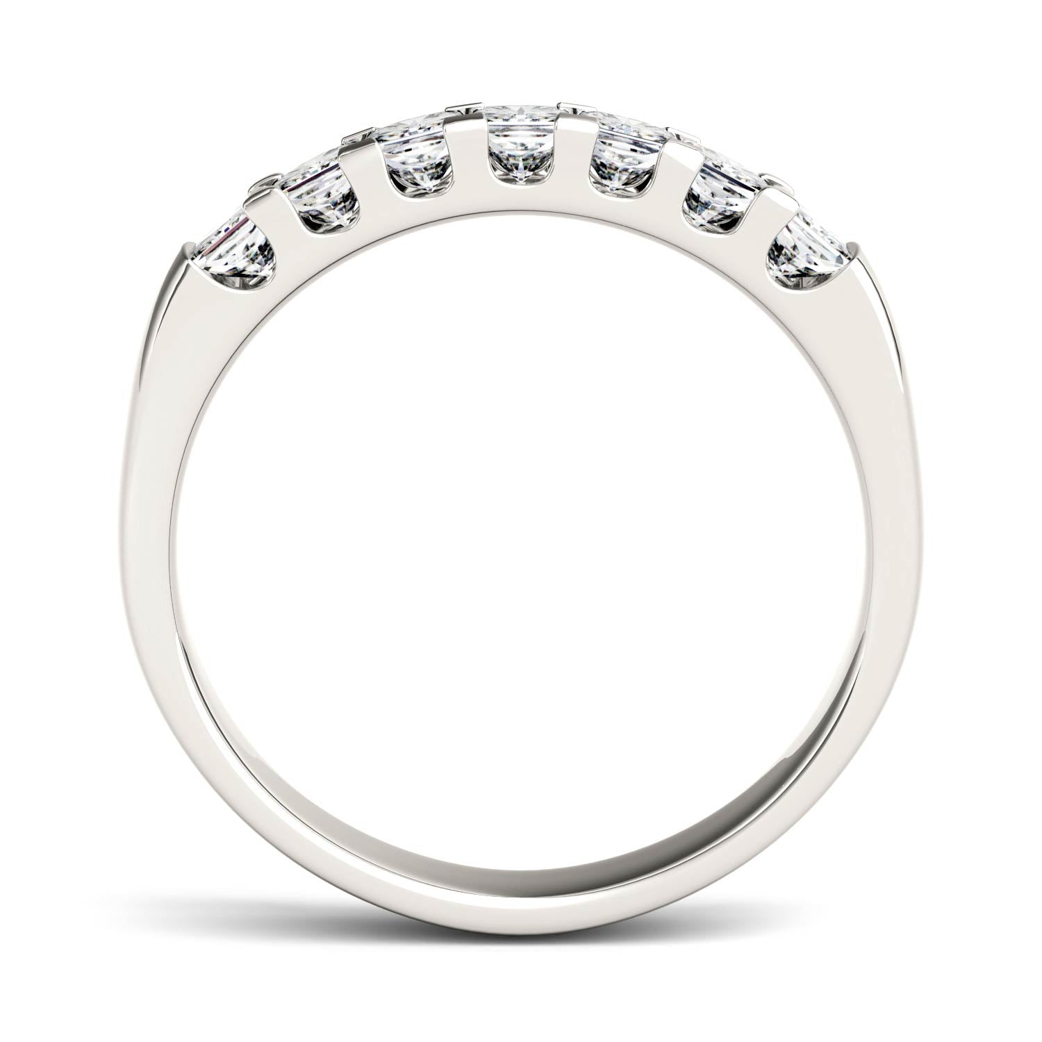 1.26 CTW DEW Princess Moissanite Shared Prong Anniversary Band in 14K White Gold