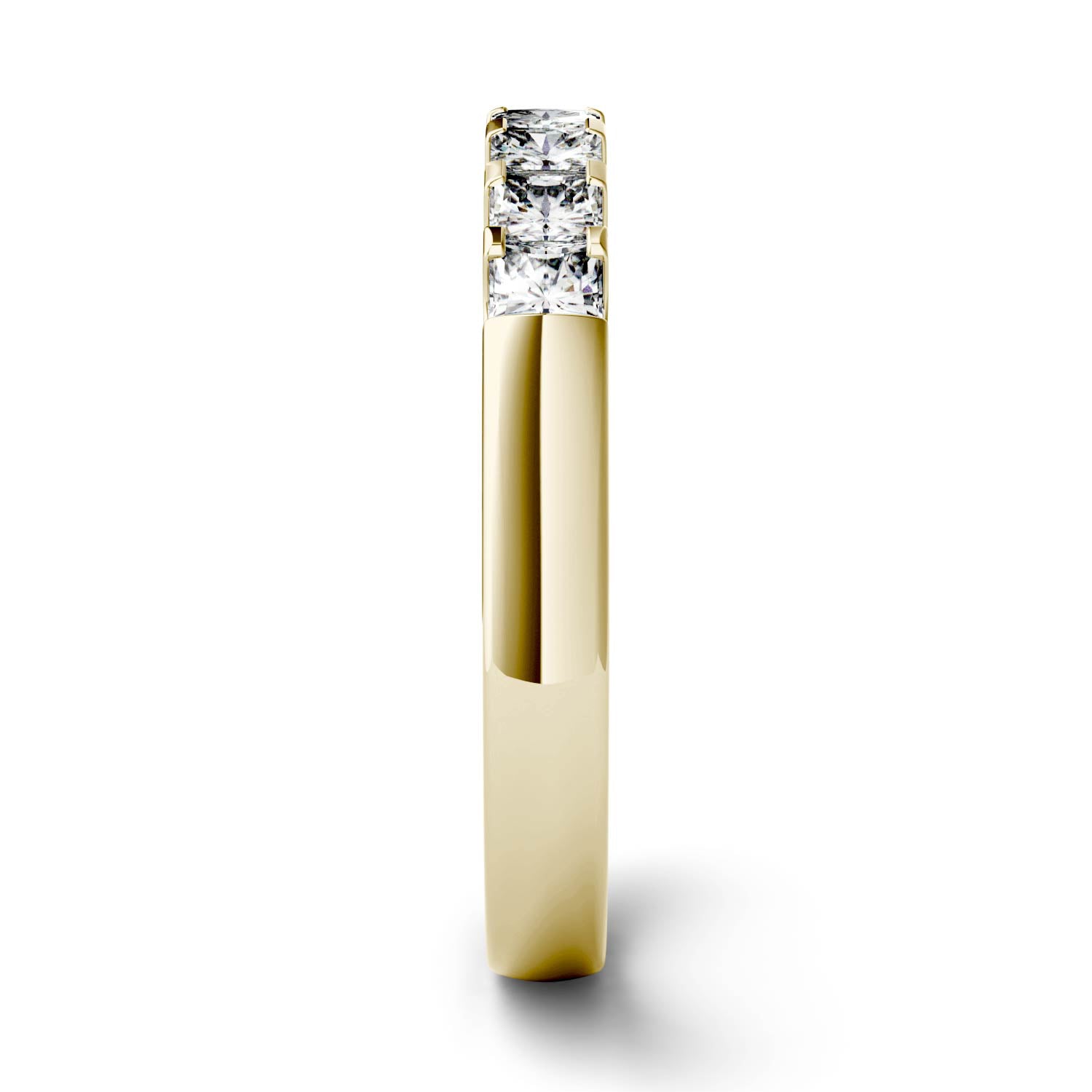 1.89 CTW DEW Princess Moissanite Shared Prong Anniversary Band in 14K Yellow Gold