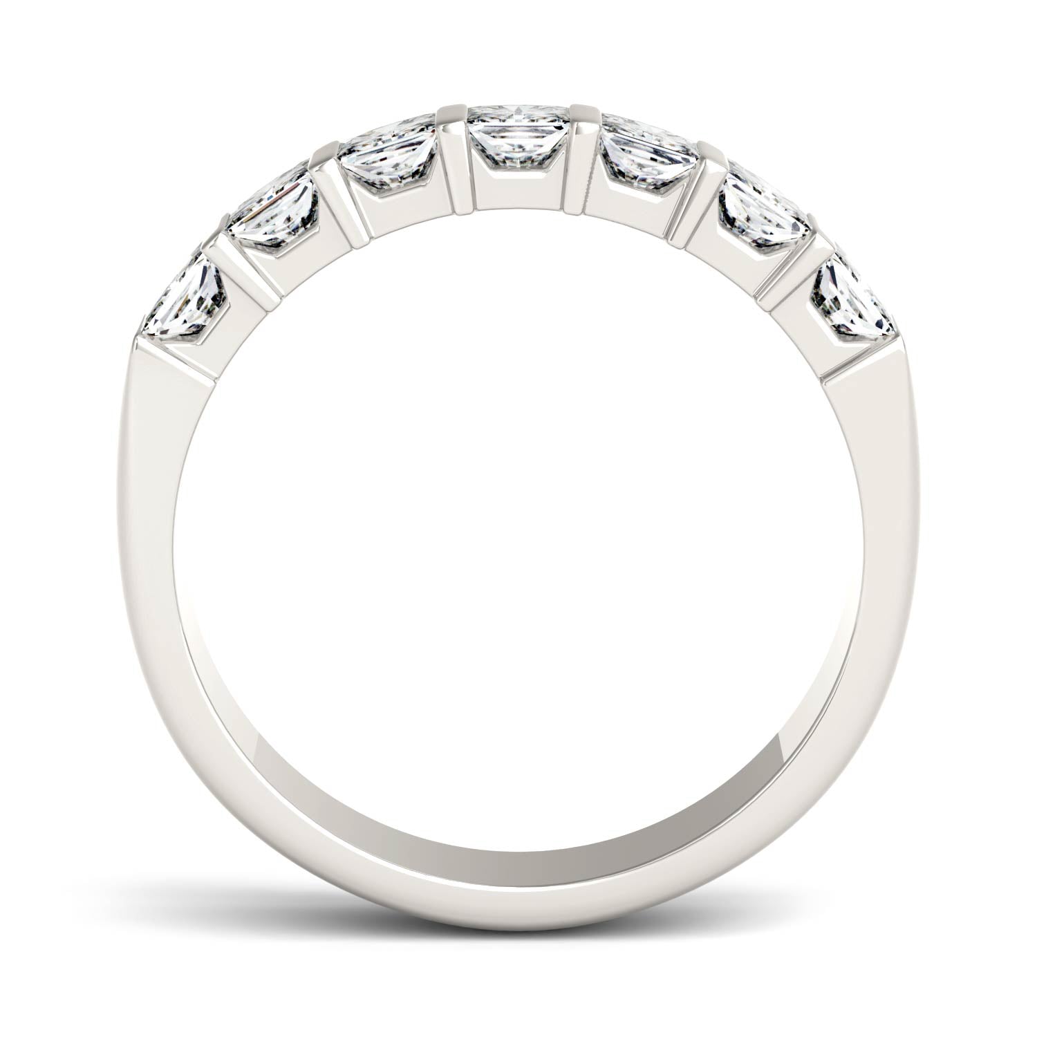 0.84 CTW DEW Princess Moissanite Seven Stone Anniversary Band in 14K White Gold