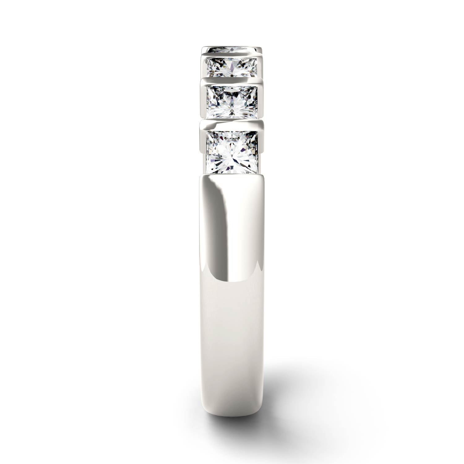 0.84 CTW DEW Princess Moissanite Seven Stone Anniversary Band in 14K White Gold