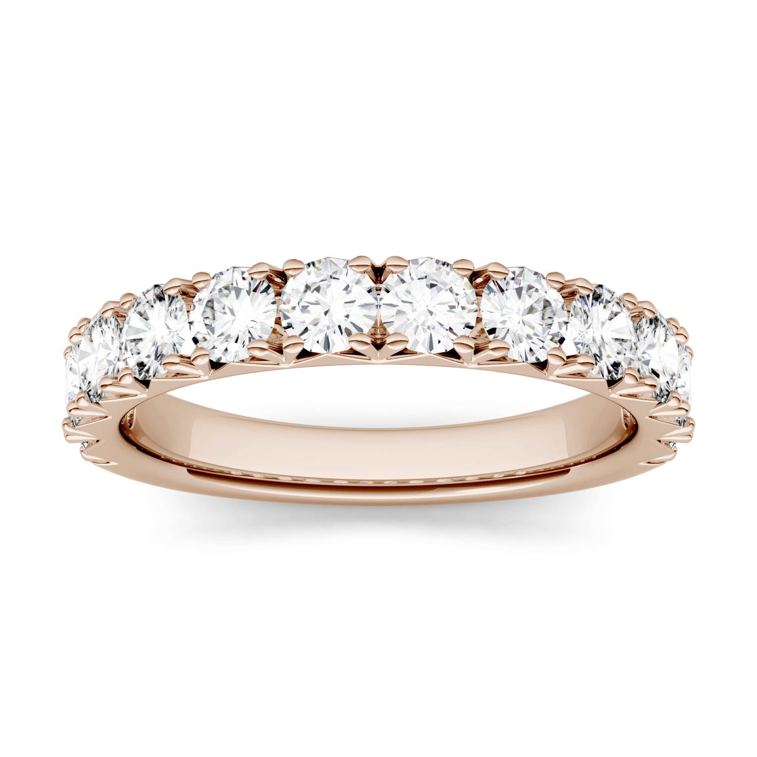 1.20 CTW DEW Round Moissanite Classic Anniversary Band in 14K Rose Gold