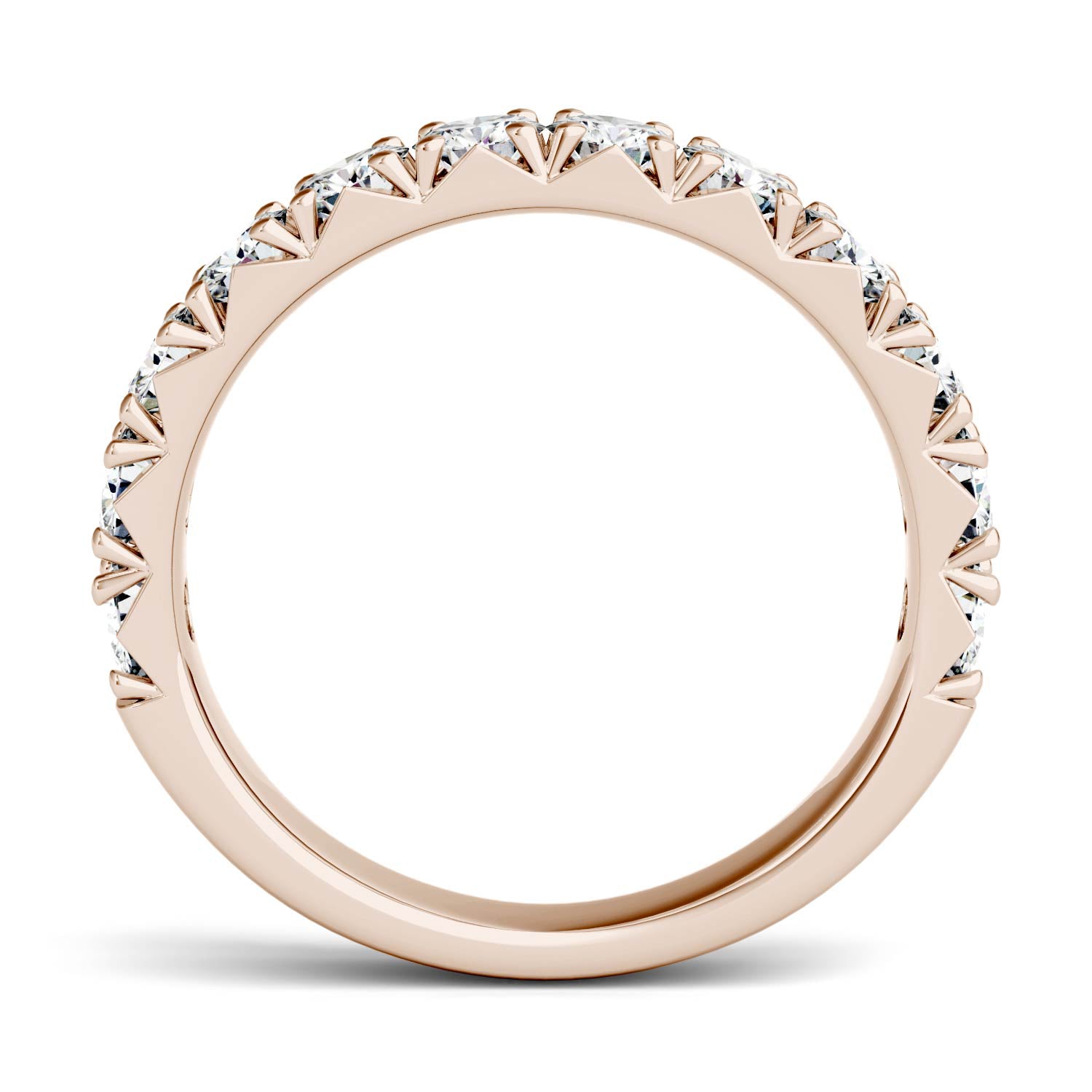 1.20 CTW DEW Round Moissanite Classic Anniversary Band in 14K Rose Gold
