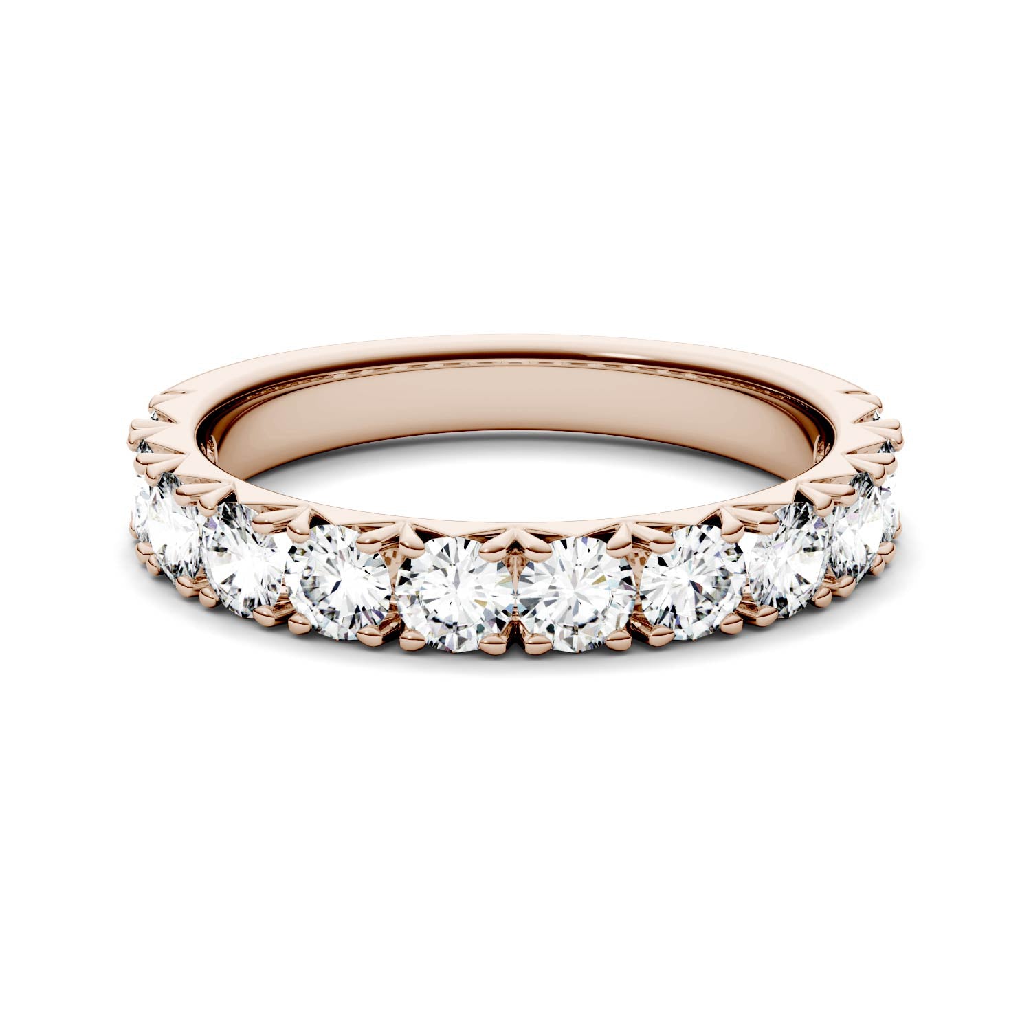 1.20 CTW DEW Round Moissanite Classic Anniversary Band in 14K Rose Gold