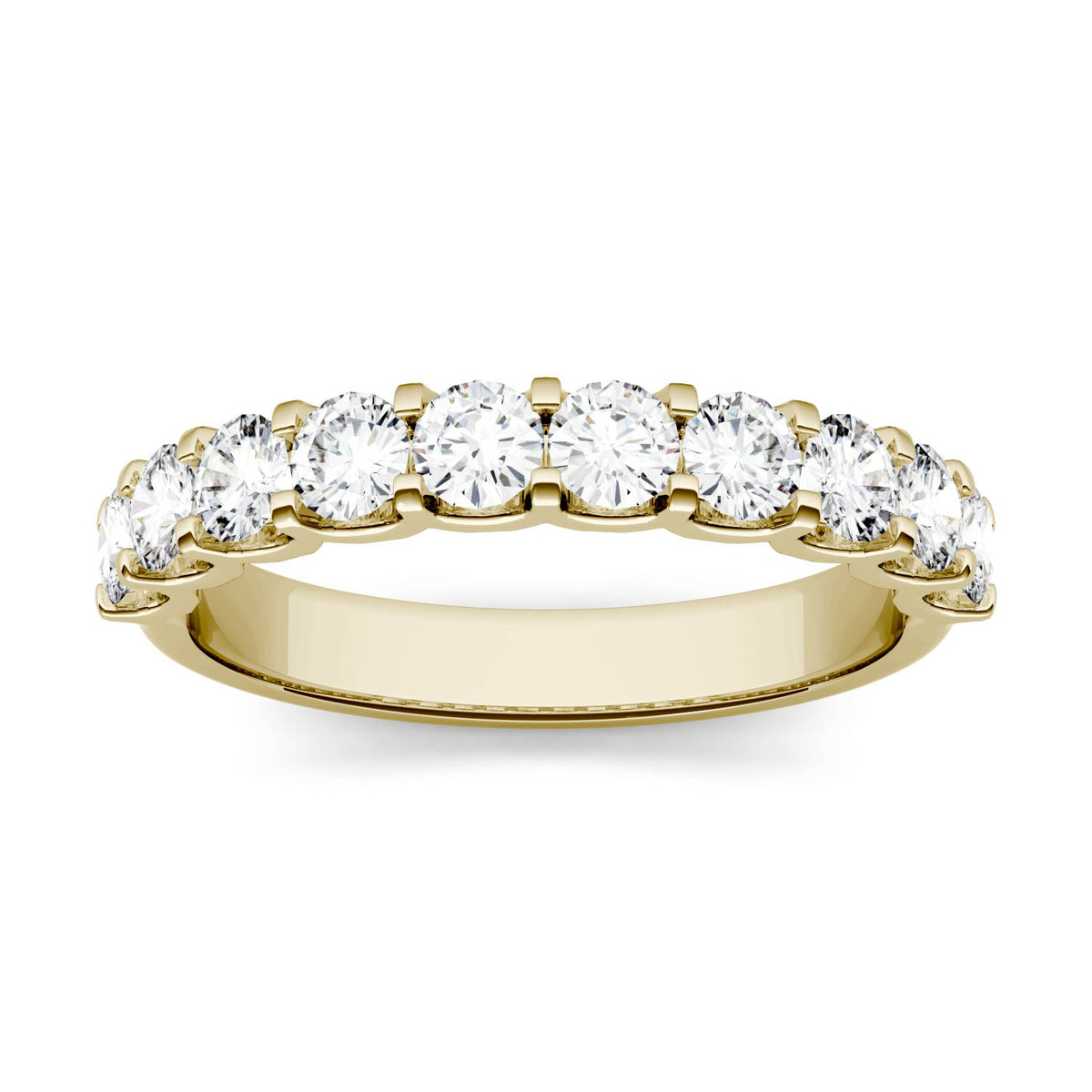 1.00 CTW DEW Round Moissanite Ten Stone Anniversary Band in 14K Yellow Gold