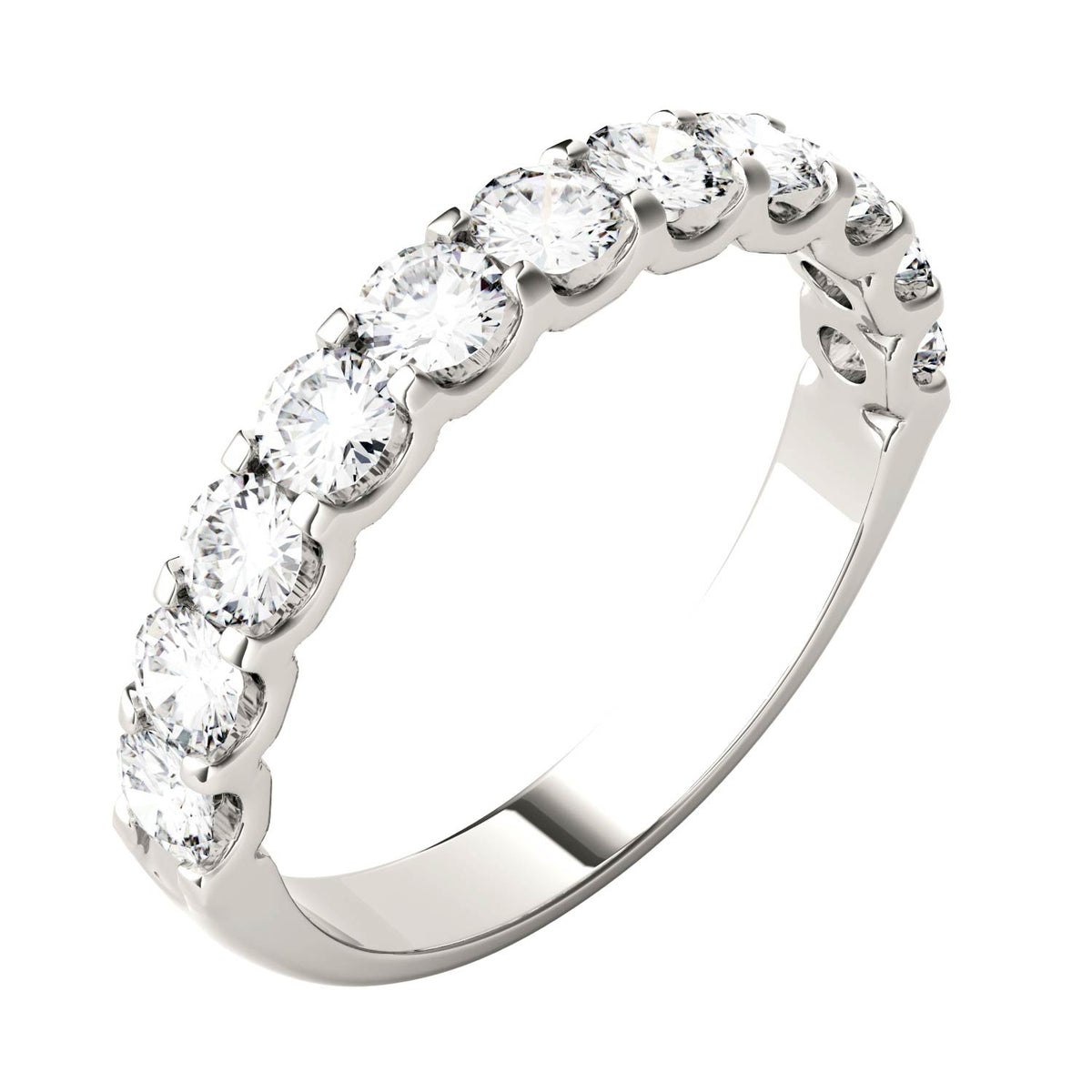 1.10 CTW DEW Round Moissanite Anniversary Band in 14K White Gold