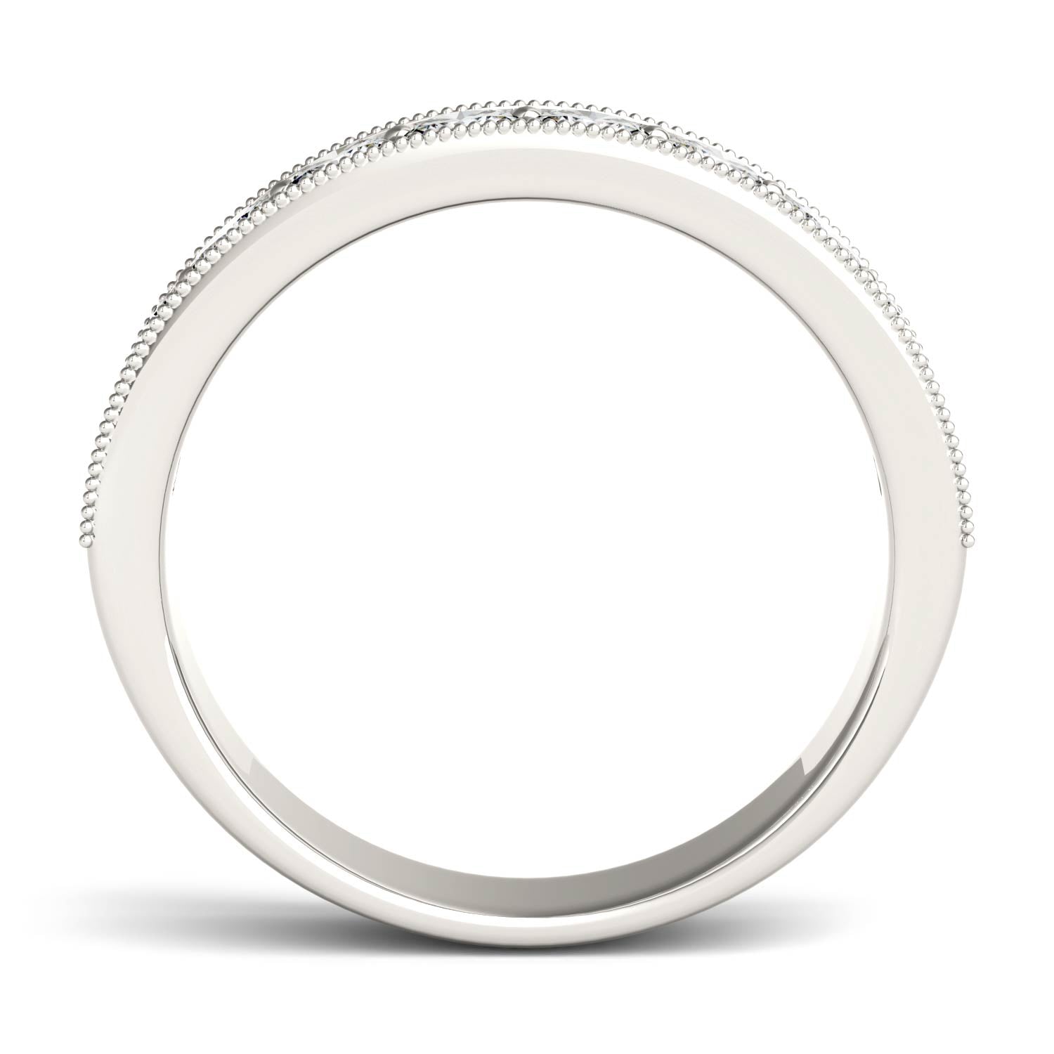1.00 CTW DEW Round Moissanite Milgrain Anniversary Band in 14K White Gold