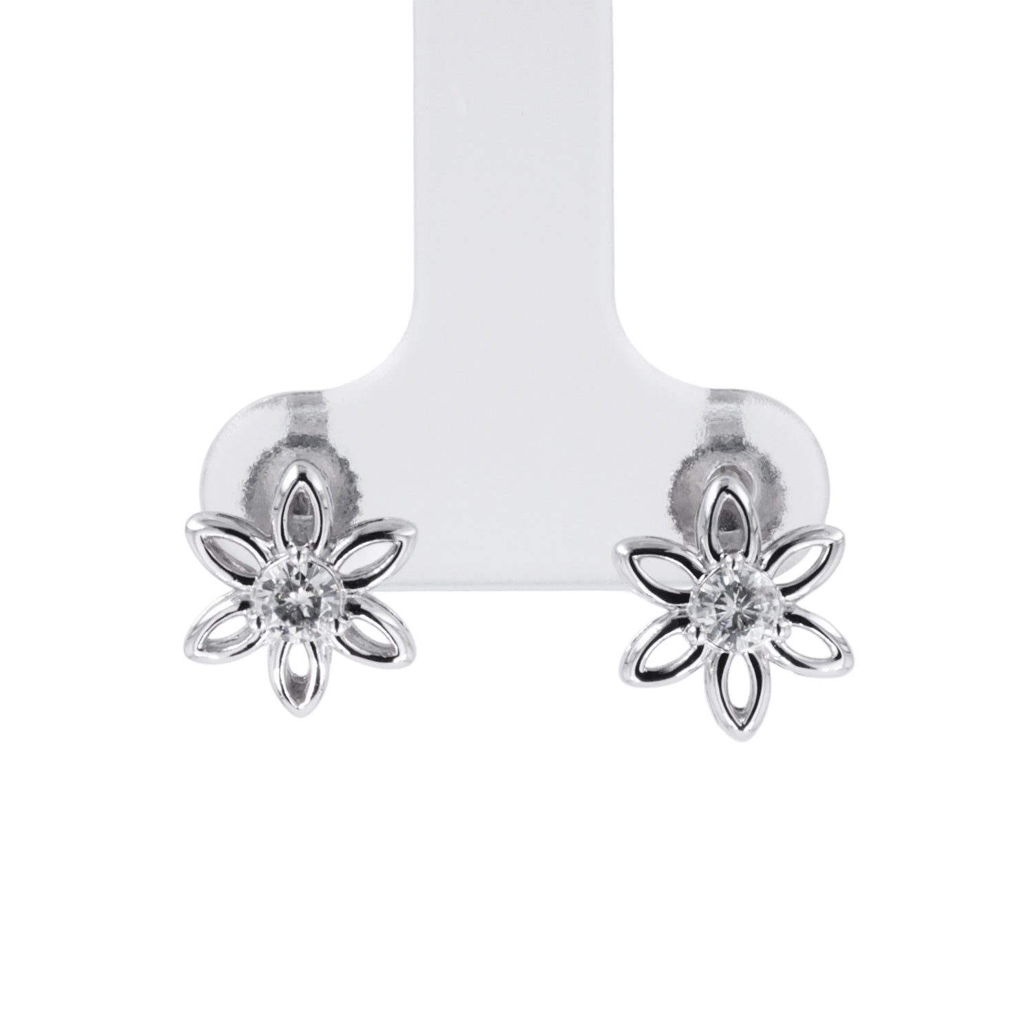 0.26 CTW DEW Moissanite Flower Stud Earrings in Sterling Silver
