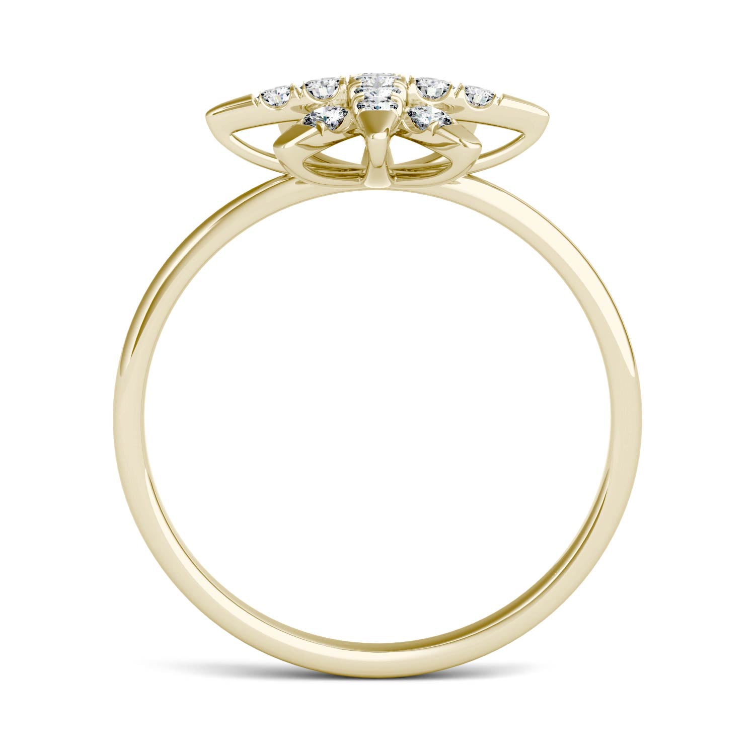 0.22 CTW DEW Moissanite Starburst Ring in 14K Yellow Gold