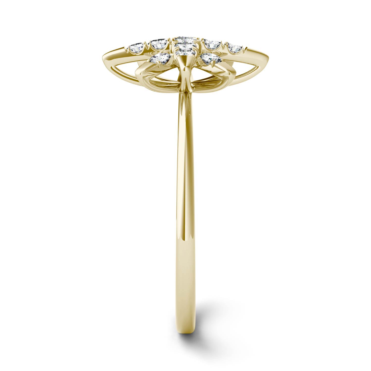 0.22 CTW DEW Moissanite Starburst Ring in 14K Yellow Gold