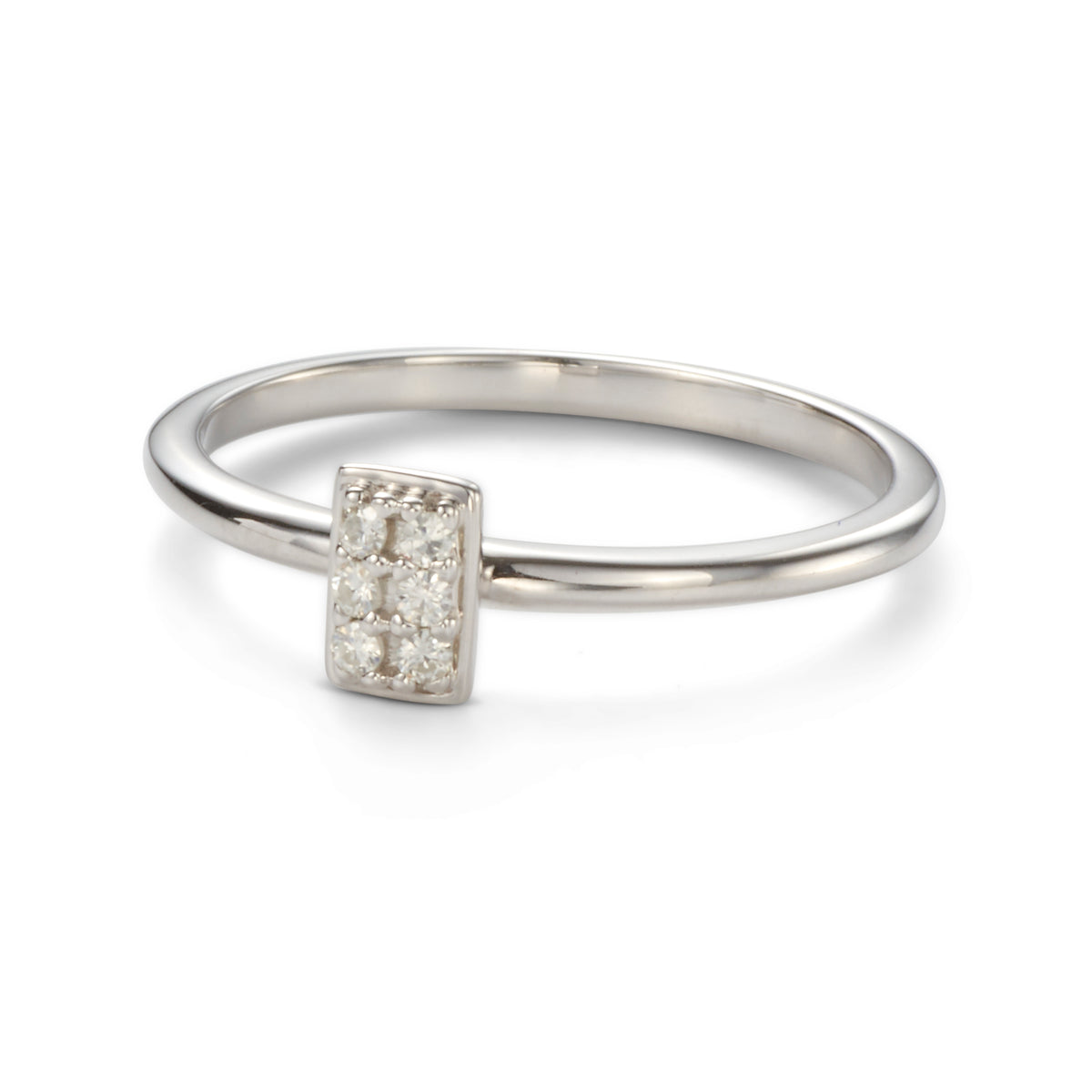 Forever Bright 0.08 CTW Moissanite Vertical Rectangle Pave Ring 925 Silver