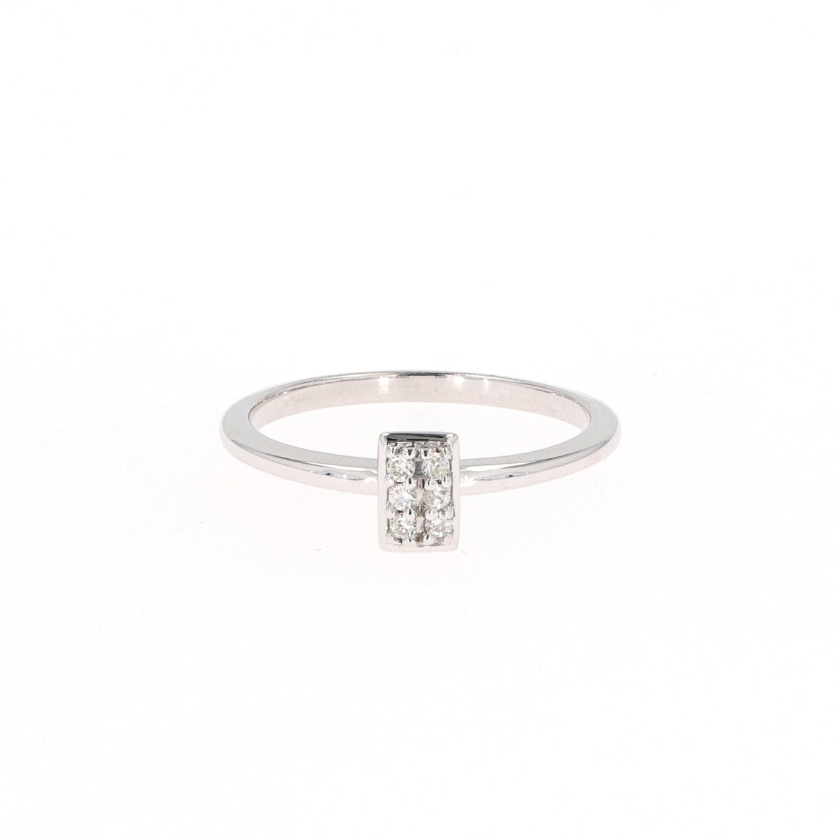Forever Bright 0.08 CTW Moissanite Vertical Rectangle Pave Ring 925 Silver