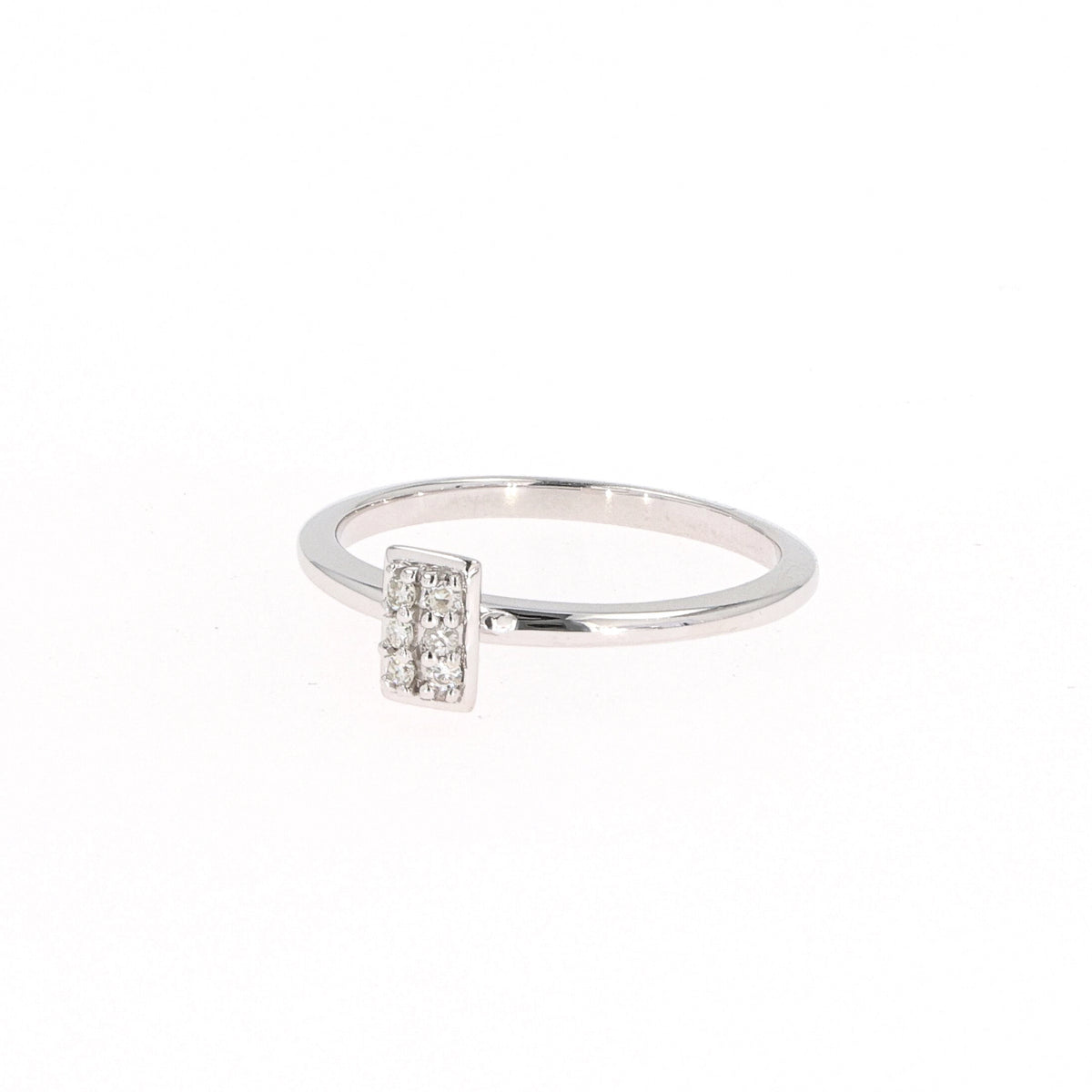 Forever Bright 0.08 CTW Moissanite Vertical Rectangle Pave Ring 925 Silver