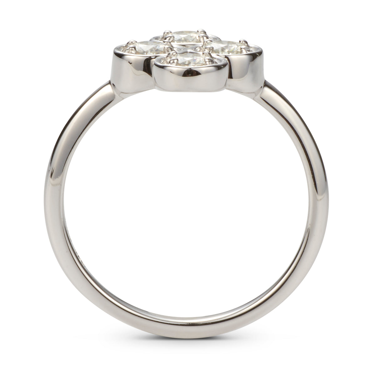 0.52 CTW DEW Round Moissanite Cluster Fashion Ring in Sterling Silver