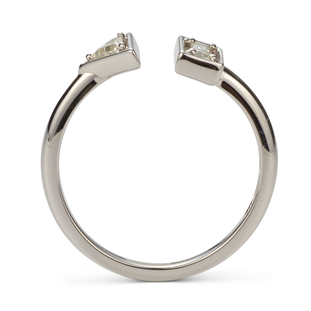 0.19 CTW DEW Triangle Moissanite Bypass Ring in Sterling Silver