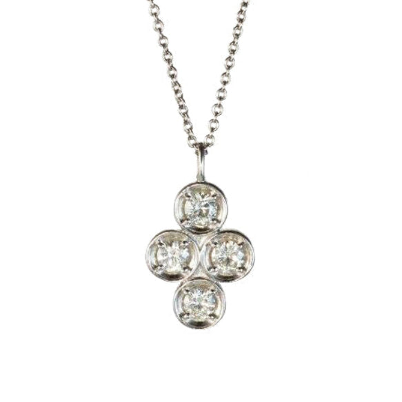 0.52 CTW DEW Round Cluster Pendant in Sterling Silver