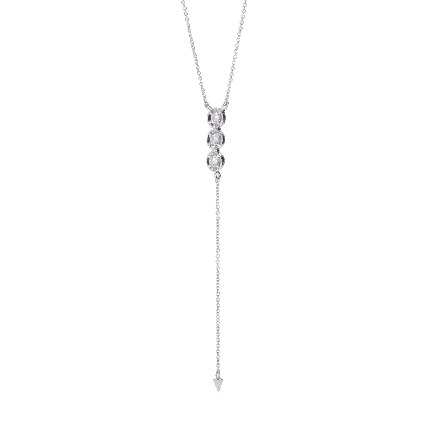 0.39 CTW DEW Round Moissanite Three-Stone Drop Necklace in Sterling Silver