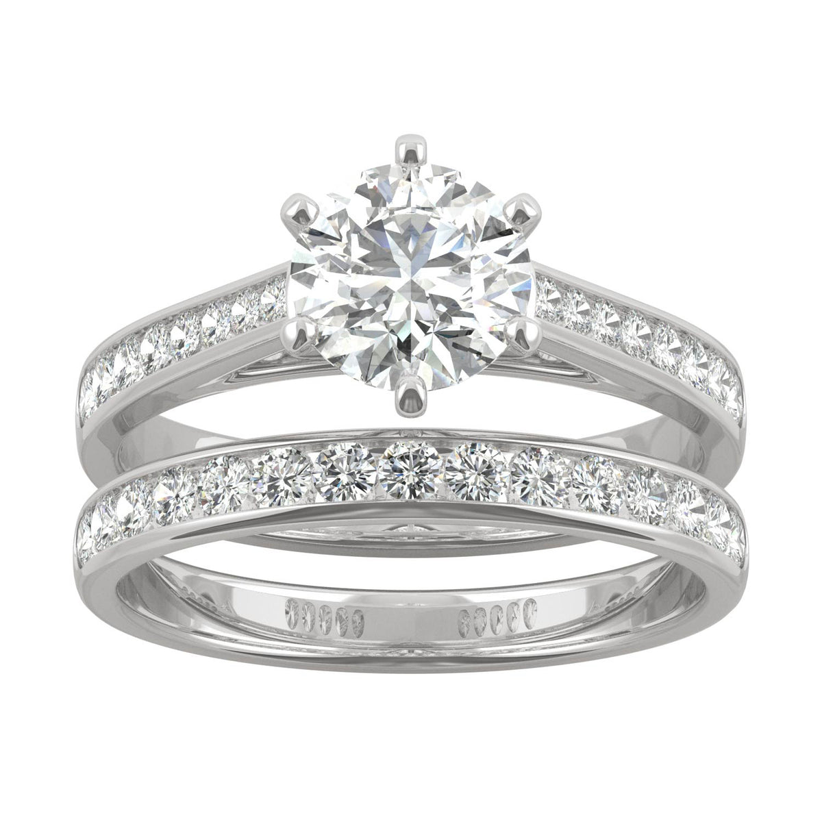 1.64 CTW DEW Round Moissanite Bridal Set in 14K White Gold