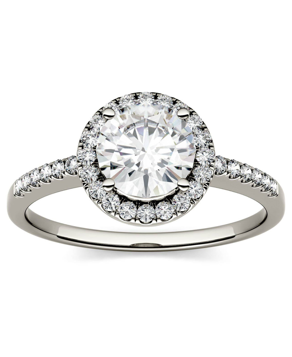 1.30 CTW DEW Round Moissanite Halo Ring in 14K White Gold
