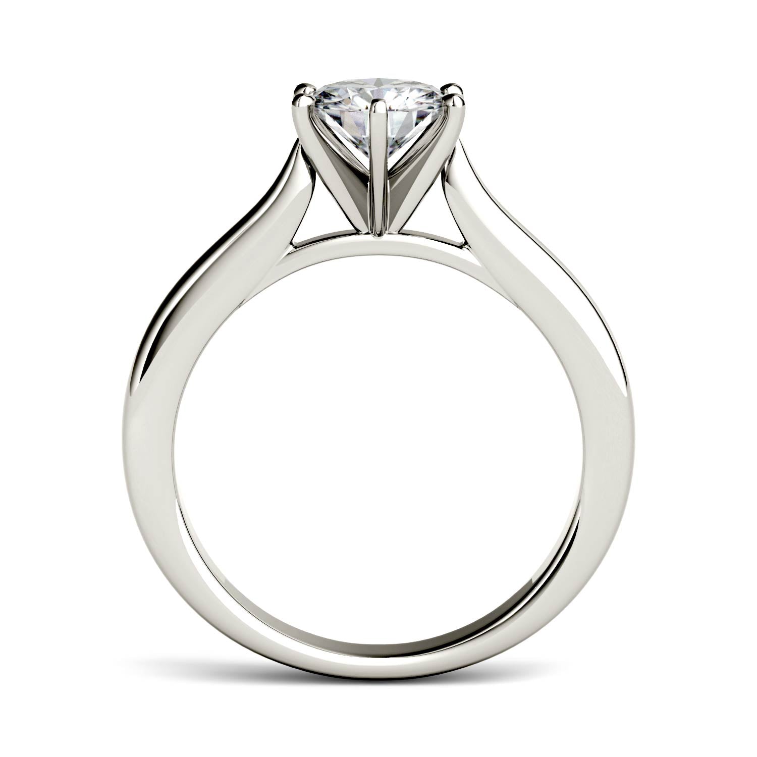 1.00 CTW DEW Round Moissanite Six-Prong Solitaire Engagement Ring in 14K White Gold