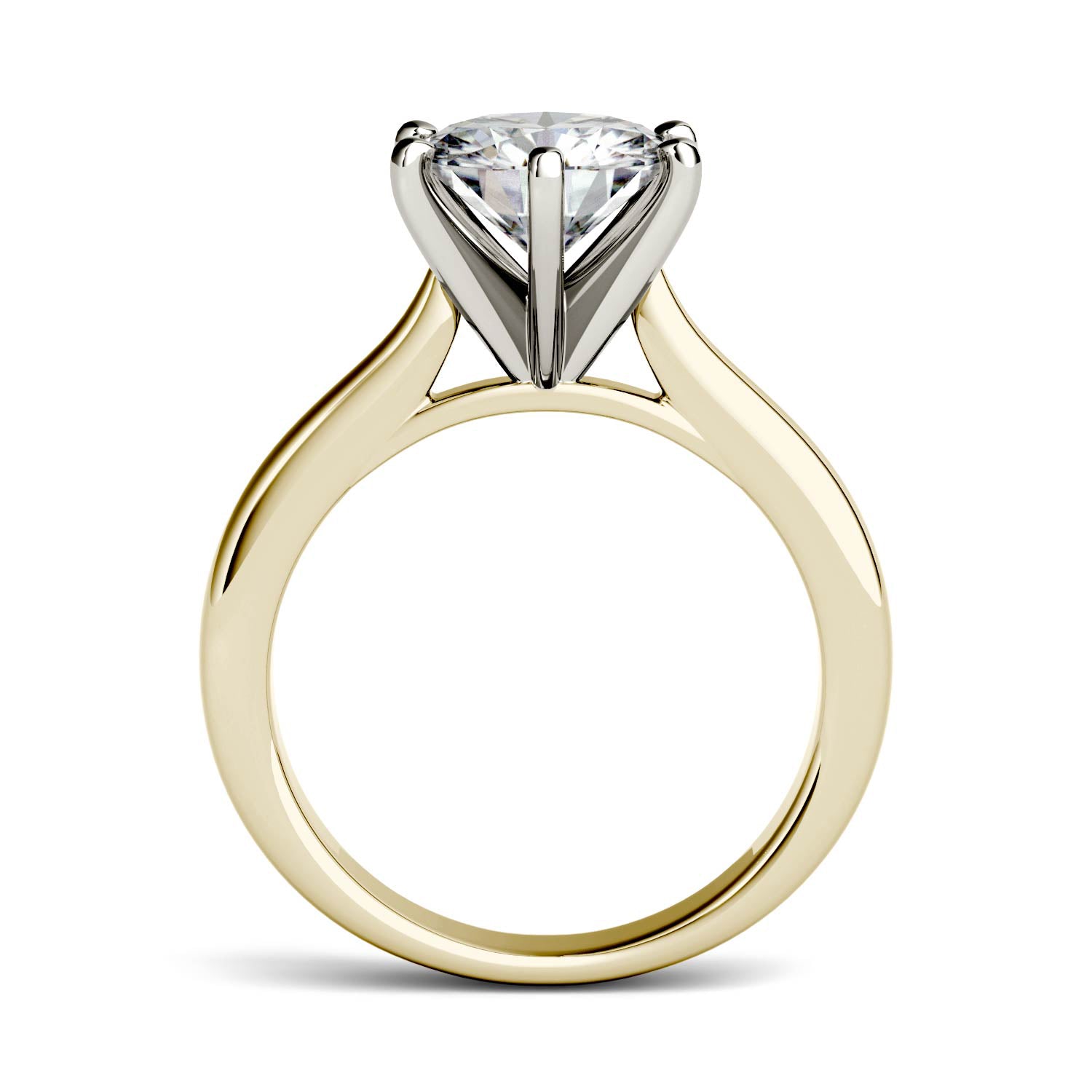 1.90 CTW DEW Round Moissanite Six-Prong Solitaire Ring in 14K Two-Tone Gold