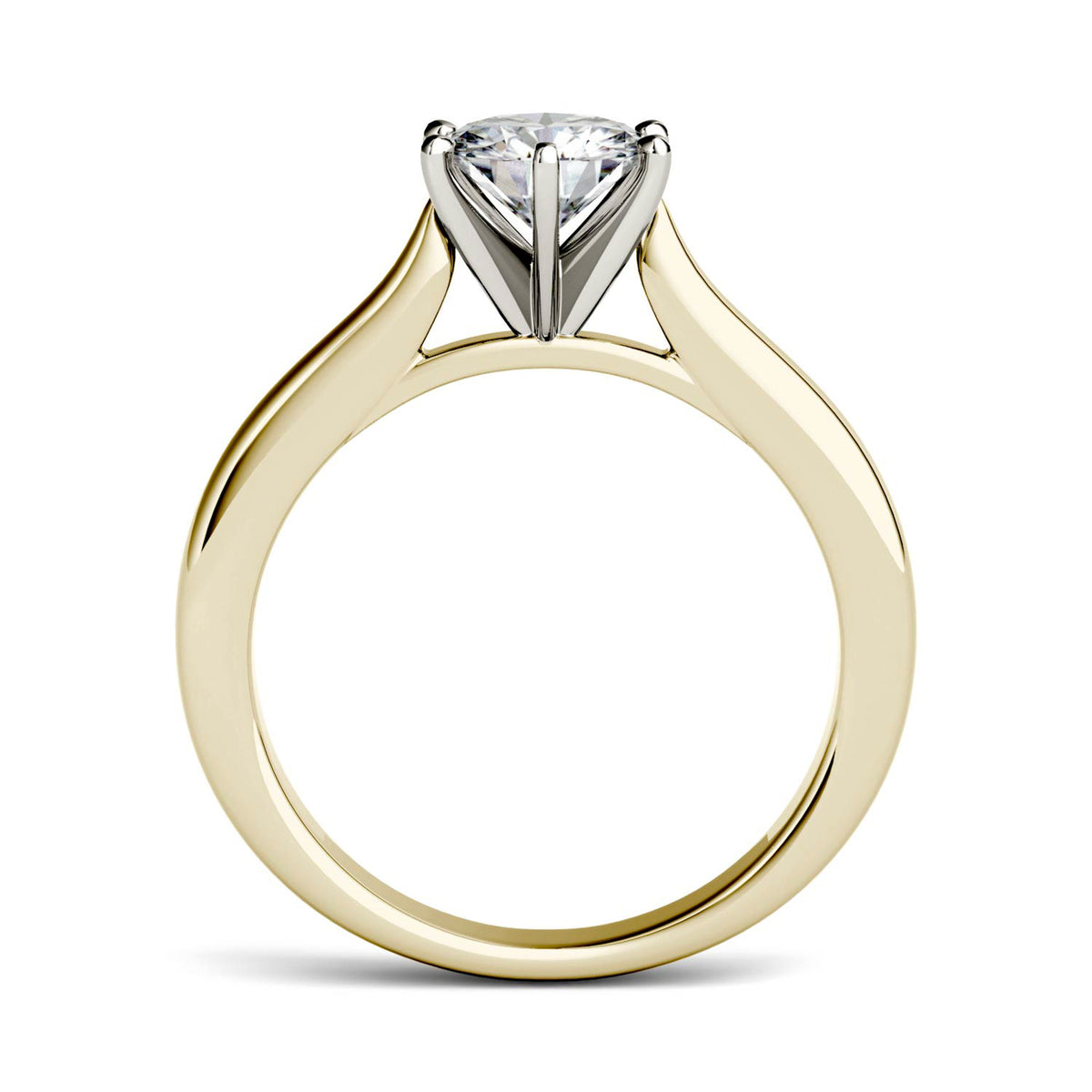 0.50 CTW DEW Round Moissanite Engagement Ring in 14K Two-Toned Gold