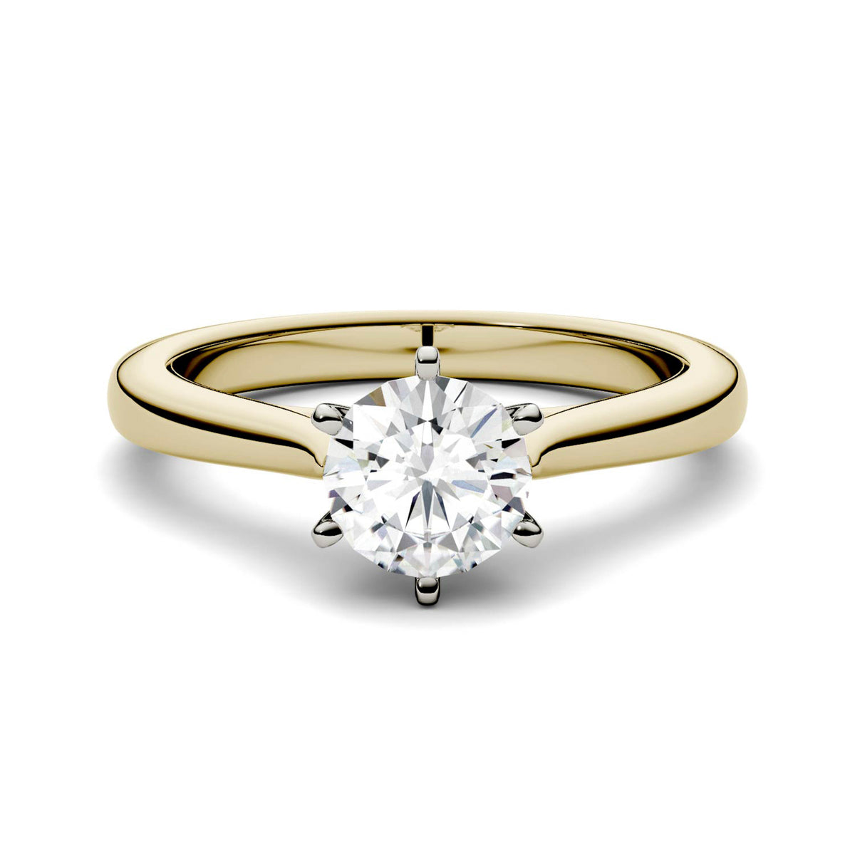0.50 CTW DEW Round Moissanite Engagement Ring in 14K Two-Toned Gold