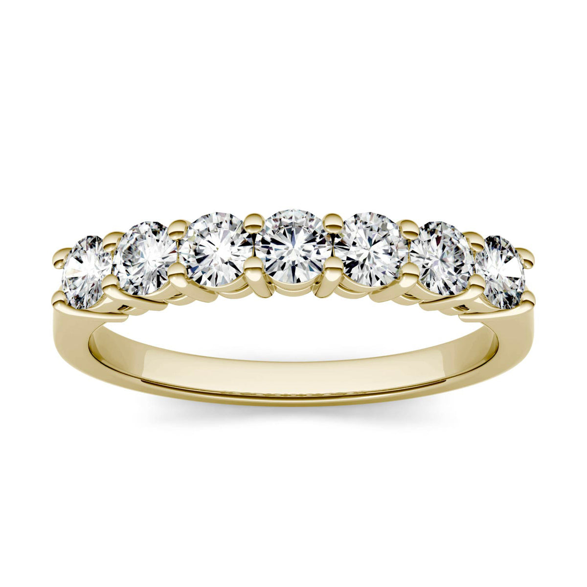 0.70 CTW DEW Round Moissanite Seven-Stone Ring in 14K Yellow Gold