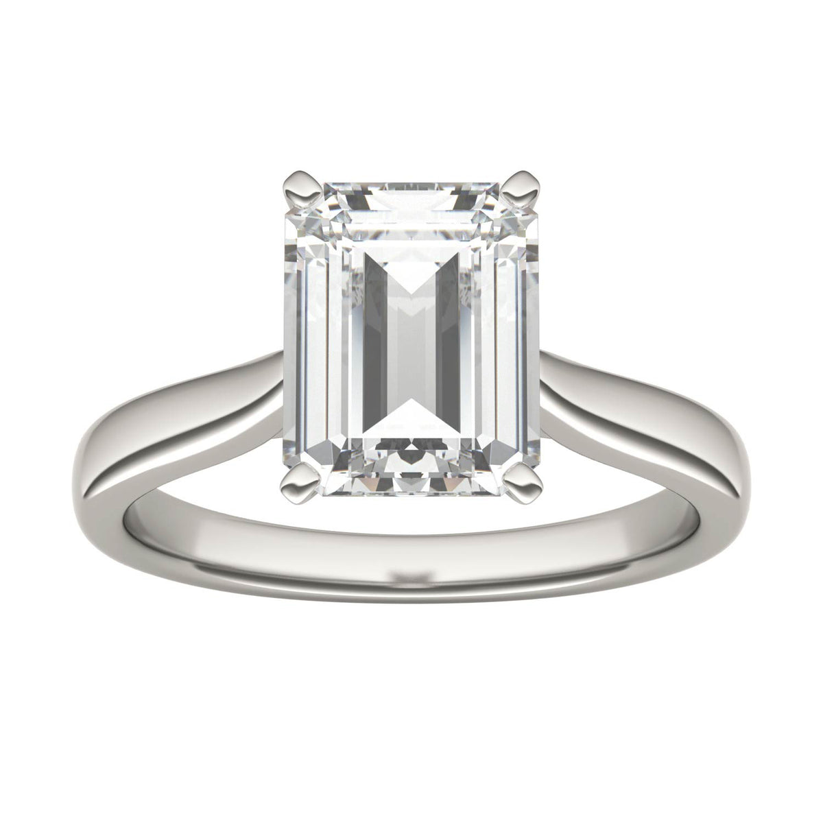 2.52 CTW DEW Emerald Moissanite Solitaire Ring in 14K White Gold