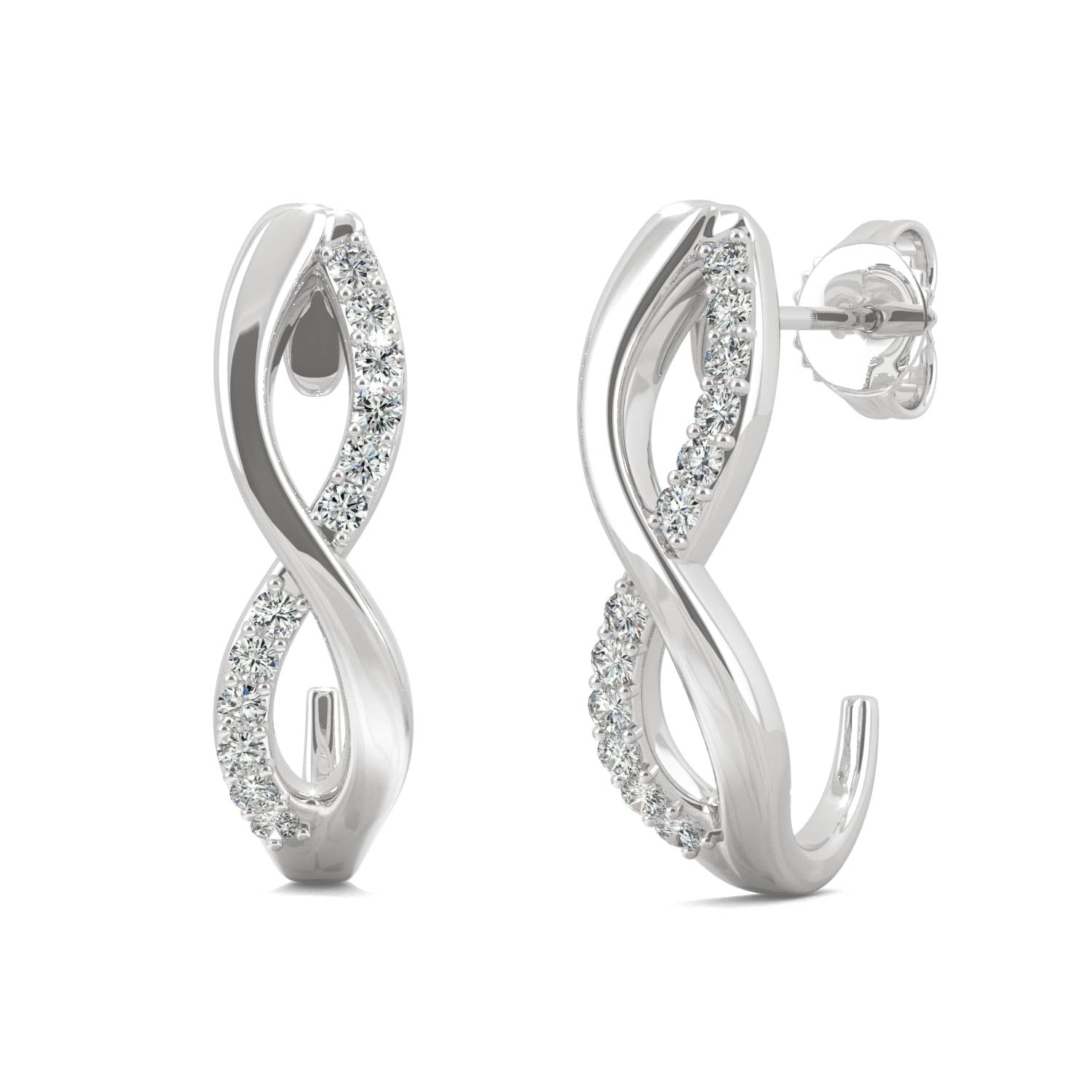 0.16 CTW DEW Moissanite Infinity J-Hoop Earrings in 14K White Gold