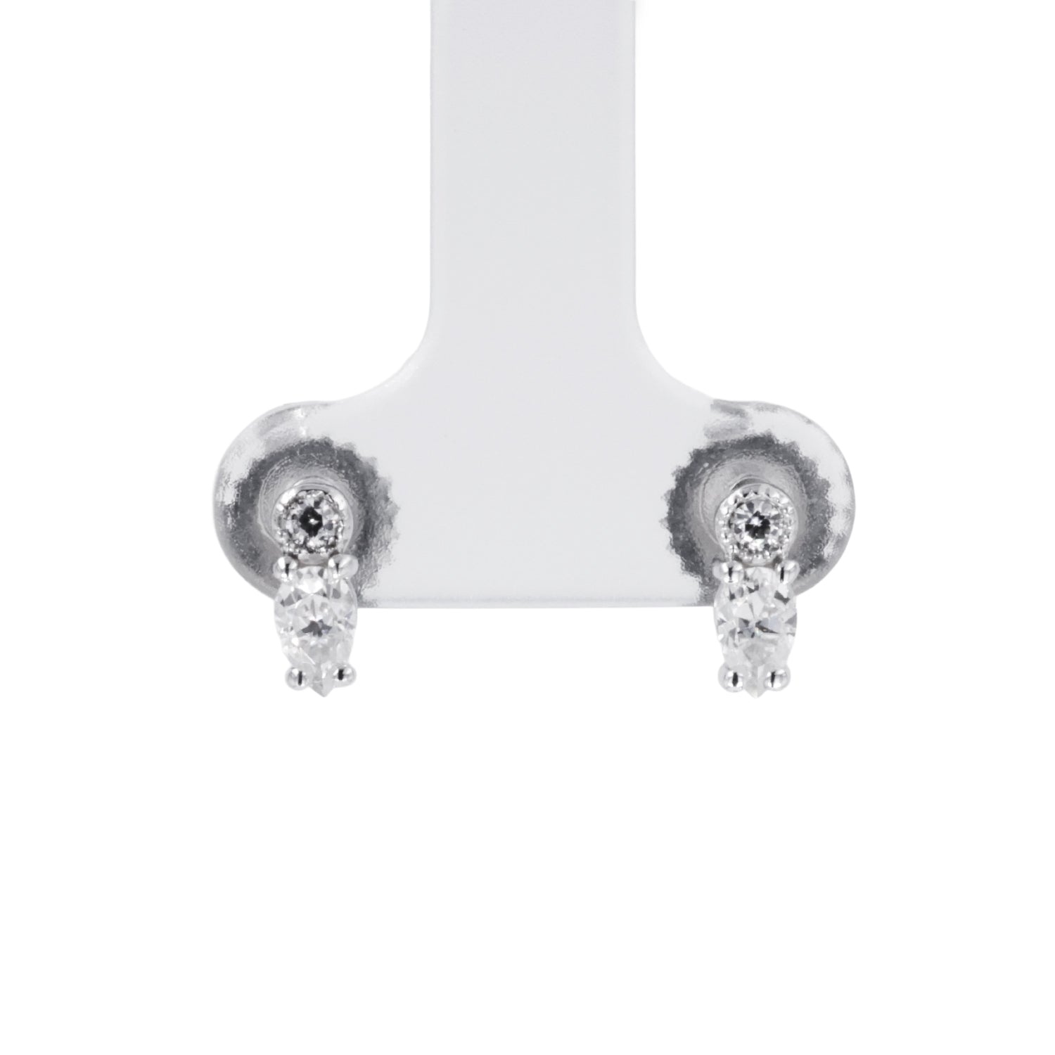 0.48 CTW DEW Round and Pear Moissanite Mini Stud Earrings in 10K White Gold