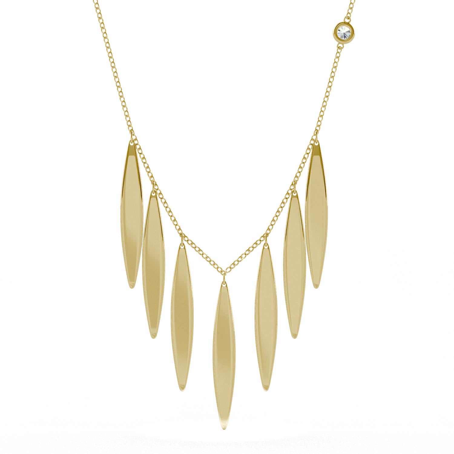 0.10 CTW DEW Round Moissanite Fringe Necklace 14K Yellow Gold