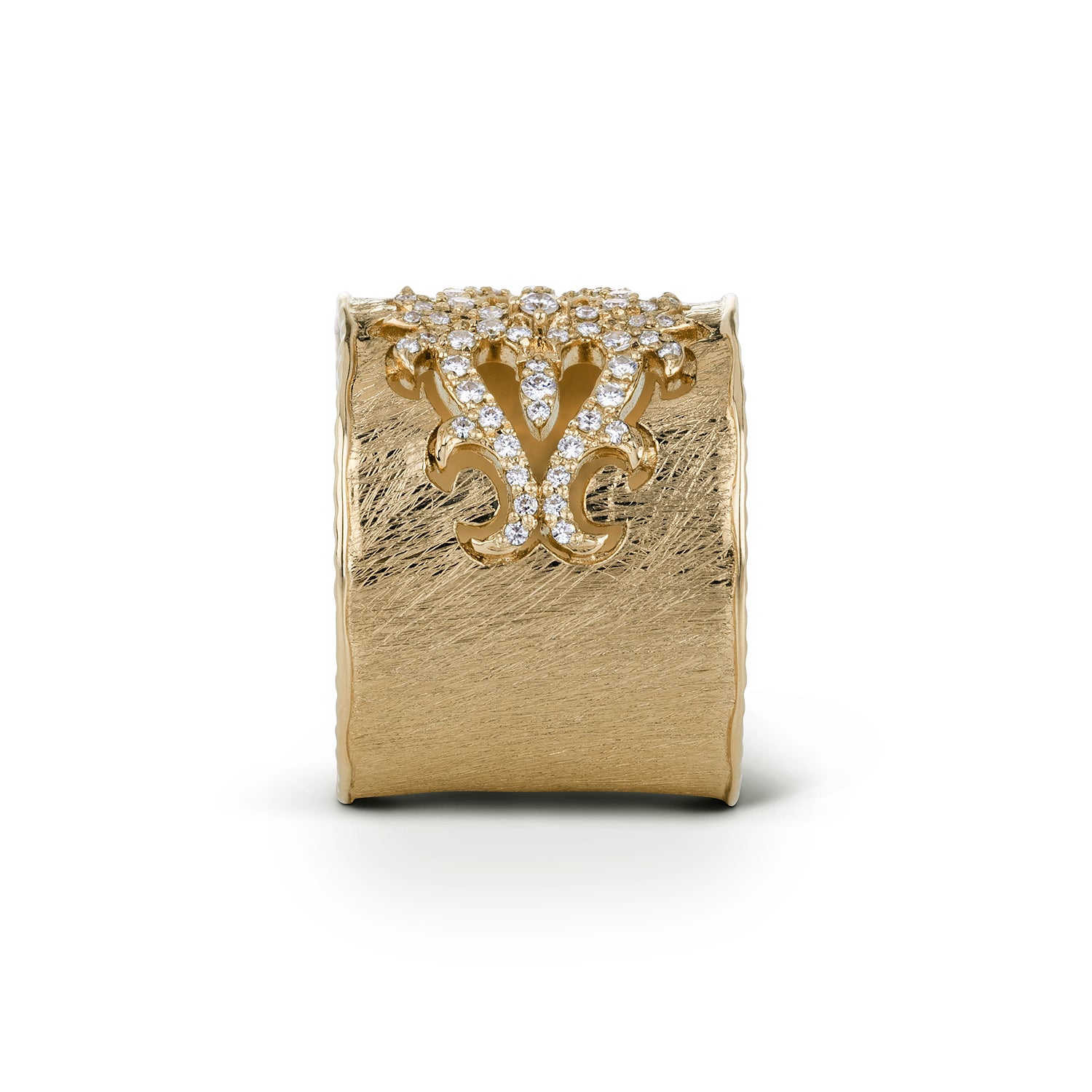 0.24 CTW DEW Moissanite Bold Fashion Cigar Band in 14K Yellow Gold
