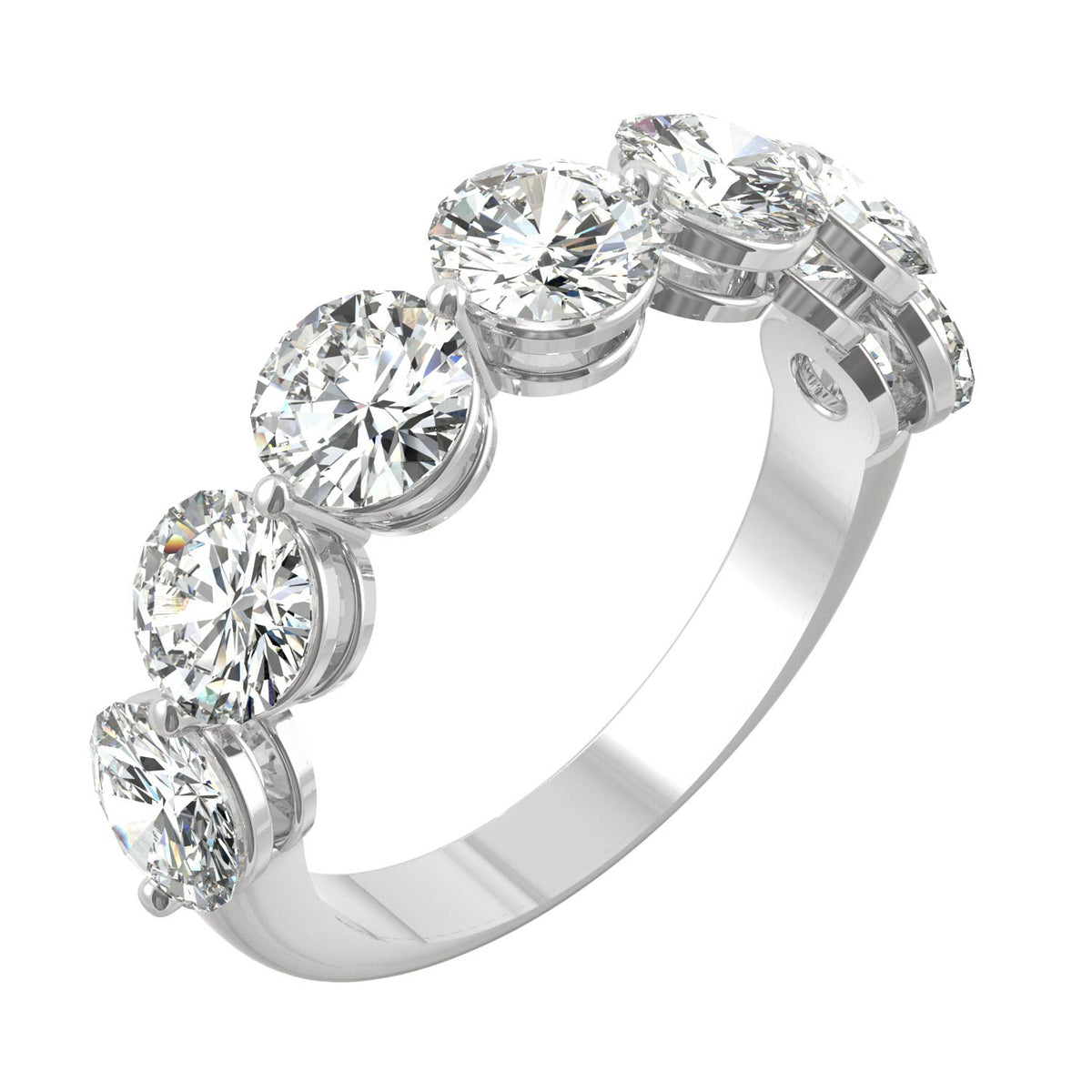 3.50 CTW DEW Round Moissanite Seven-Stone Ring in 14K White Gold
