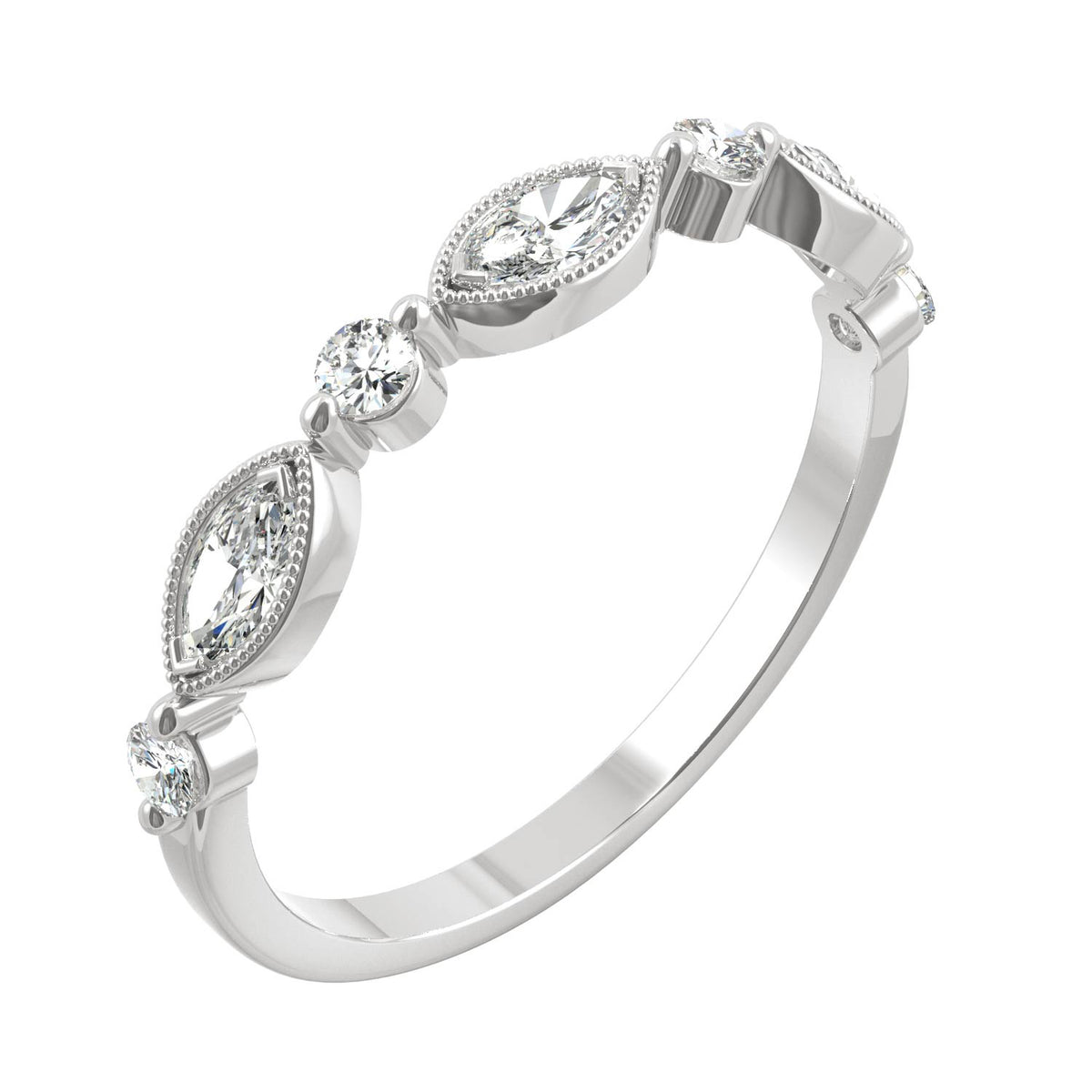0.33 CTW DEW Marquise Moissanite Anniversary Band in 14K White Gold