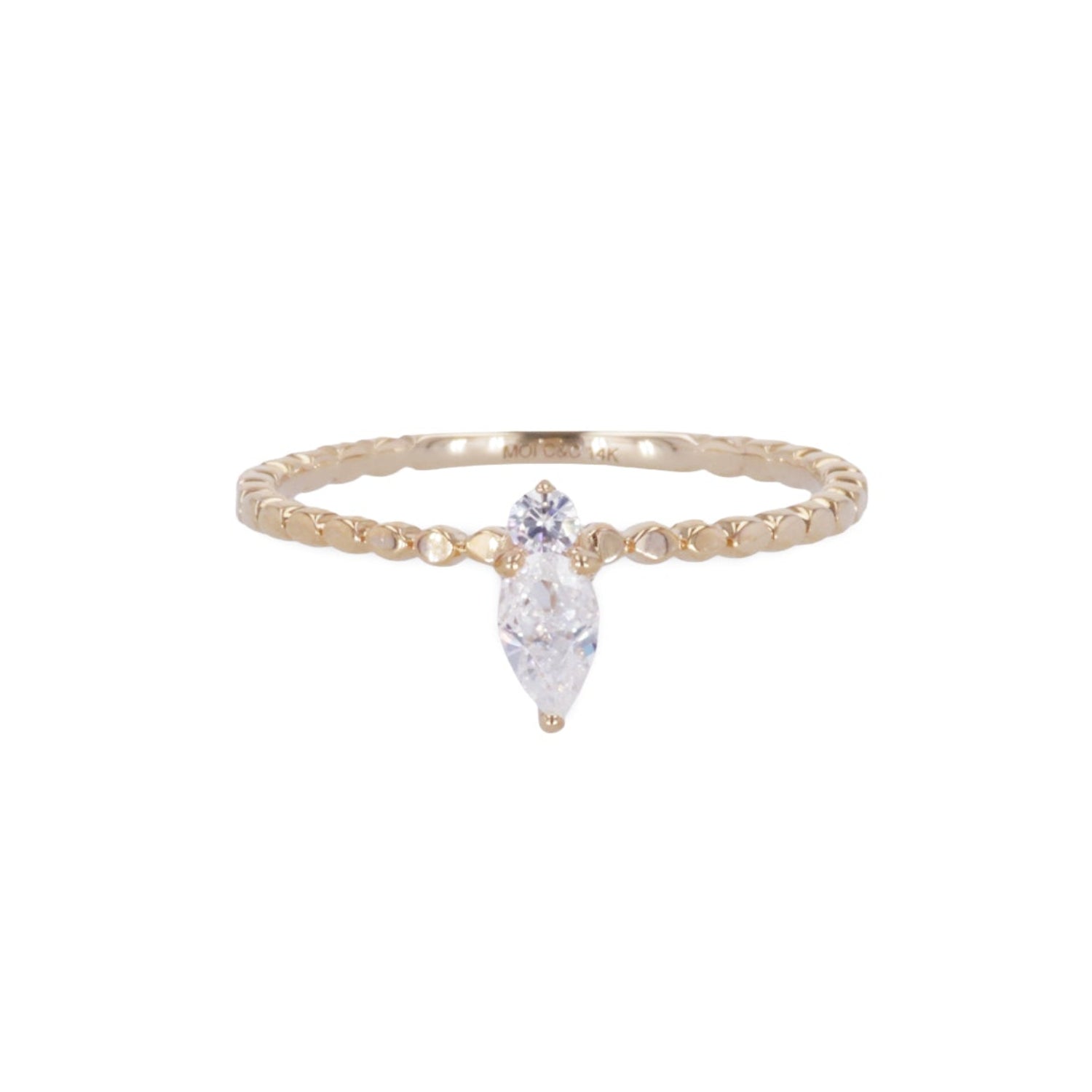 0.24 CTW DEW Pear Moissanite Stackable Band in 14K Yellow Gold