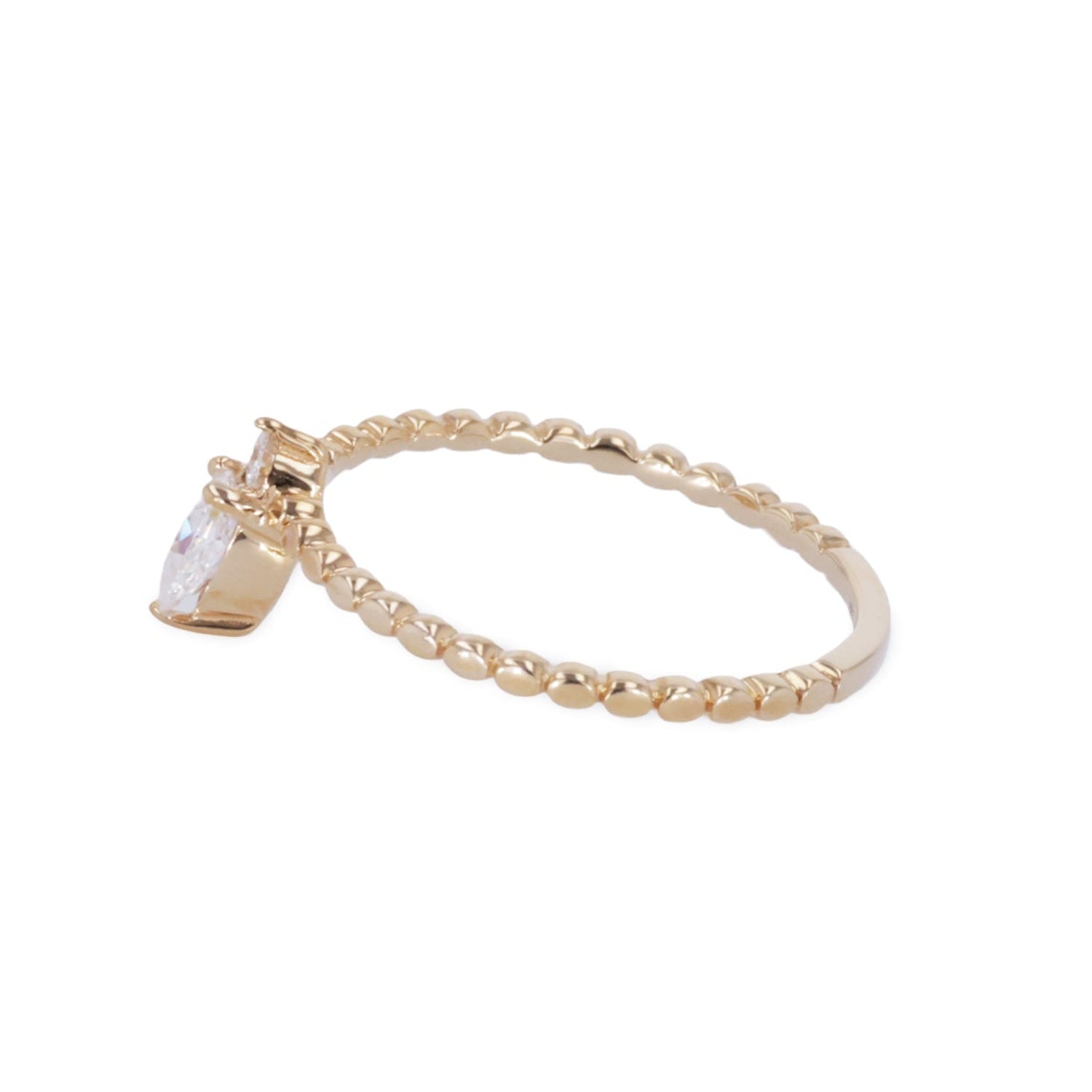 0.24 CTW DEW Pear Moissanite Stackable Band in 14K Yellow Gold