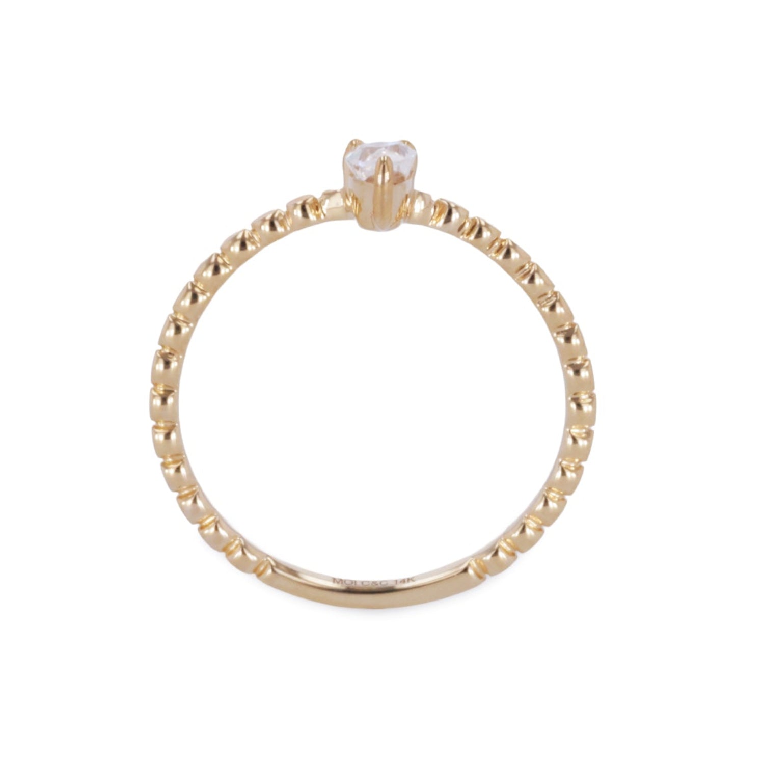 0.24 CTW DEW Pear Moissanite Stackable Band in 14K Yellow Gold