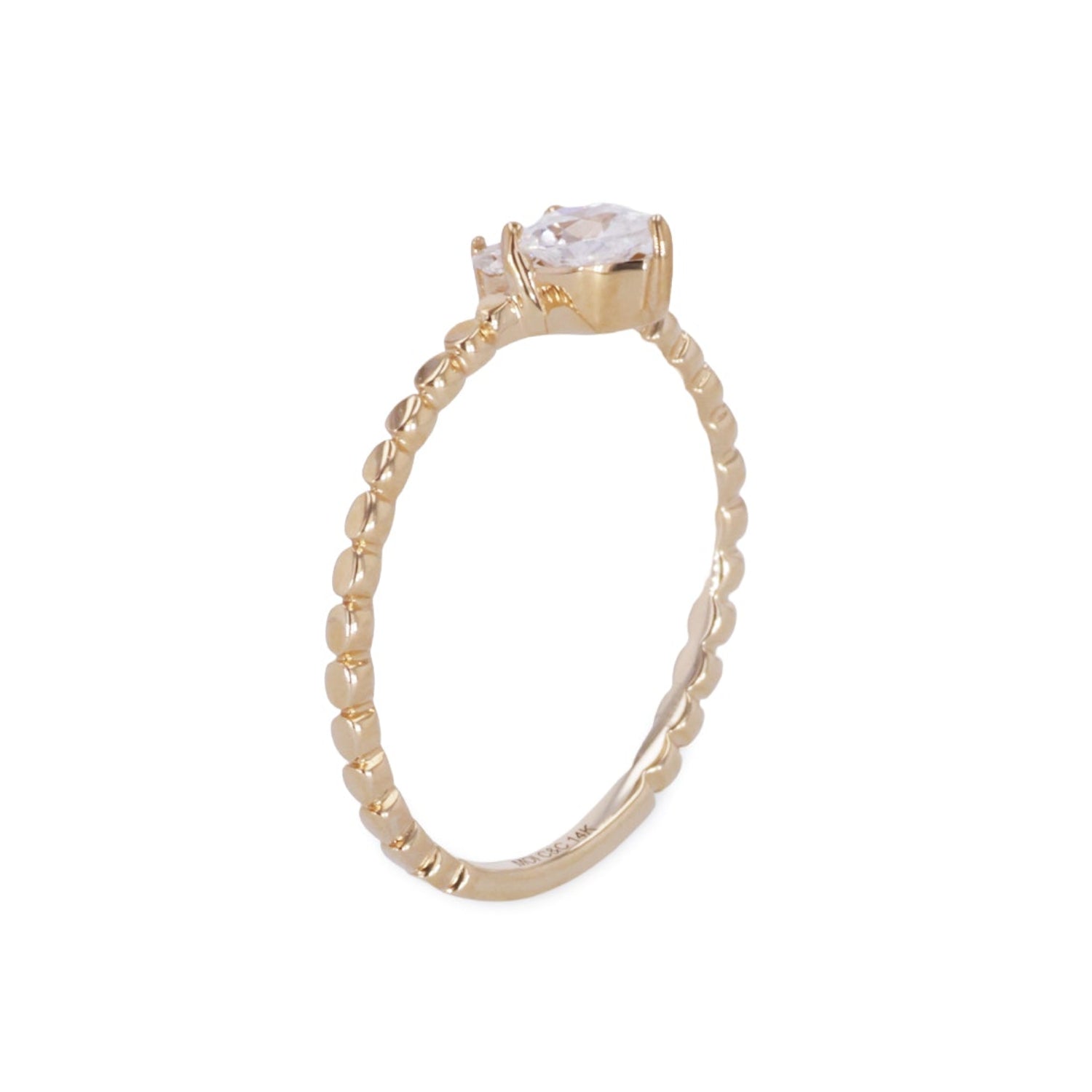 0.24 CTW DEW Pear Moissanite Stackable Band in 14K Yellow Gold