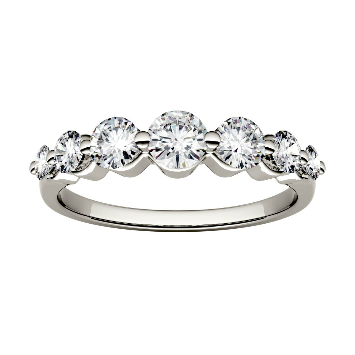 0.87 CTW DEW Round Moissanite Seven-Stone Ring in 14K White Gold