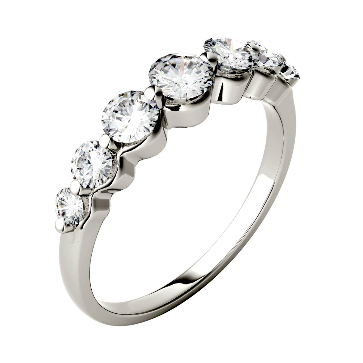 0.87 CTW DEW Round Moissanite Seven-Stone Ring in 14K White Gold